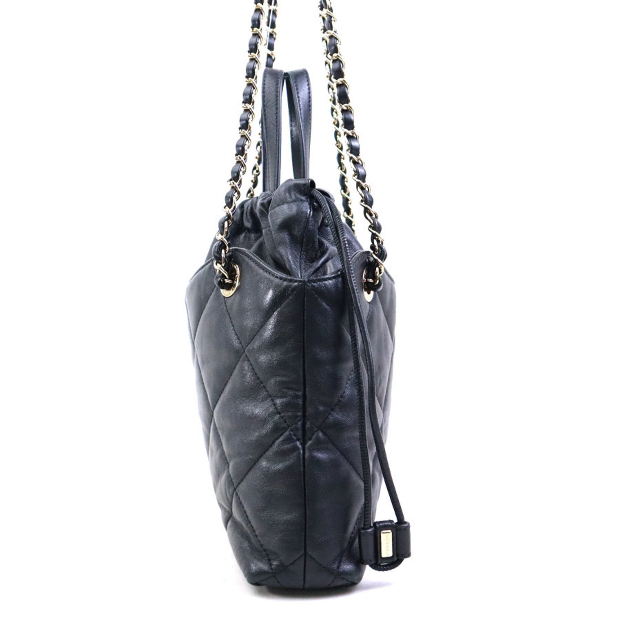 Chanel Black Leather Handbag Shoulder Bag (Pre-Owned)