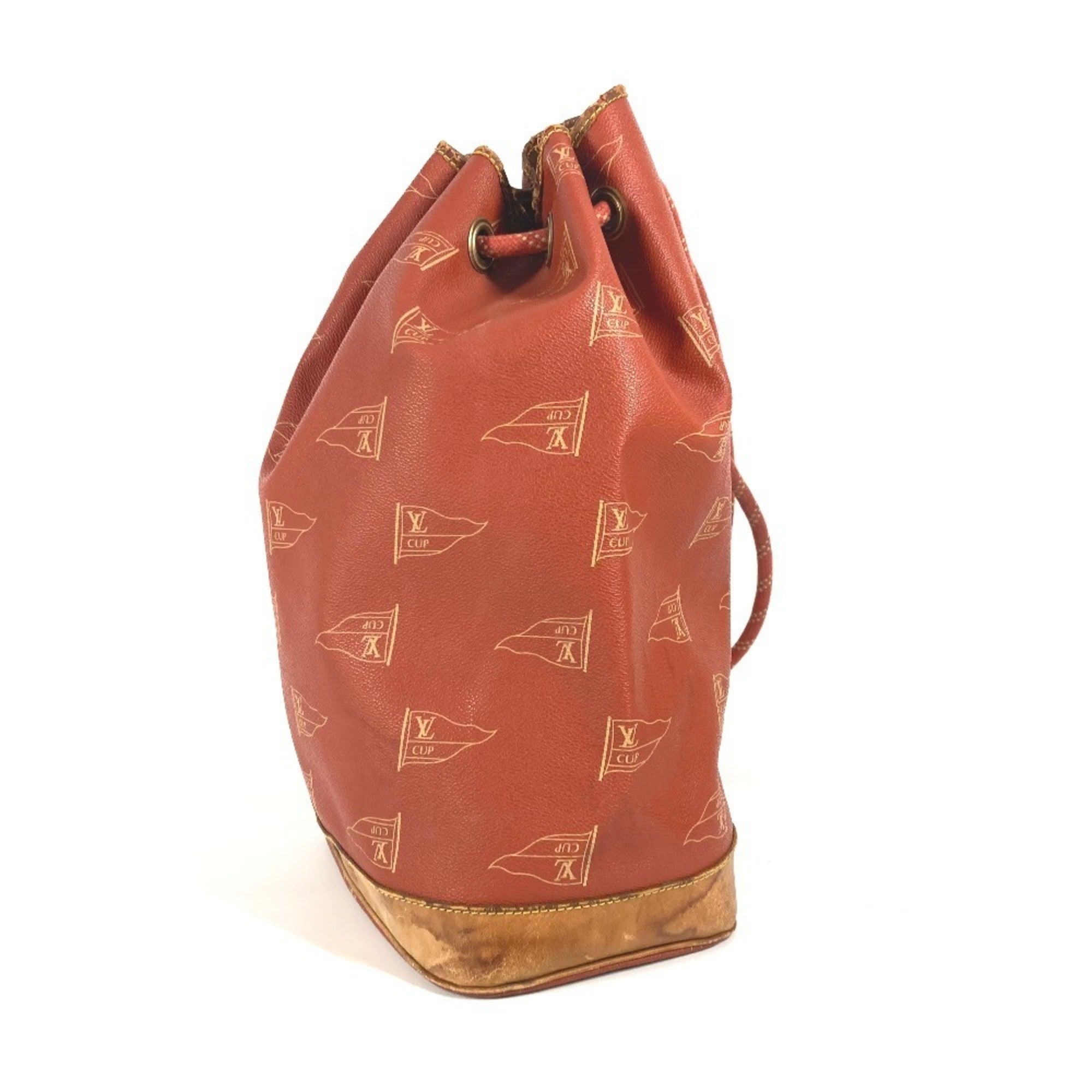 Louis Vuitton Orange Leather Canvas Shoulder Bag (Pre-Owned)