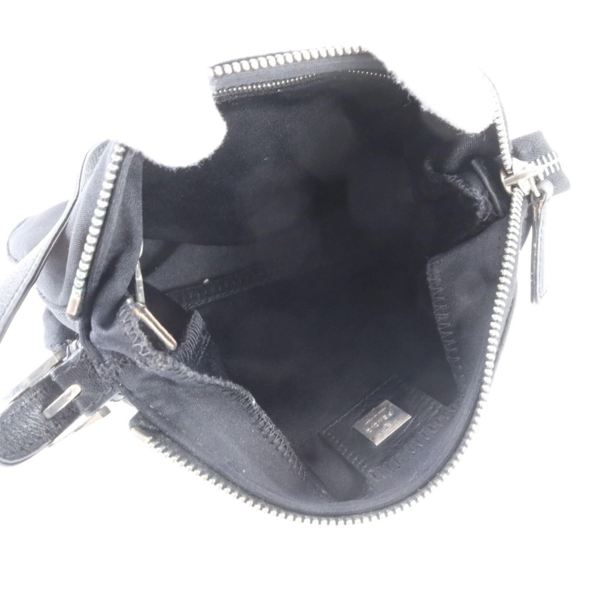 Fendi Black Canvas Leather Handbag Shoulder Bag (Pre-Owned)