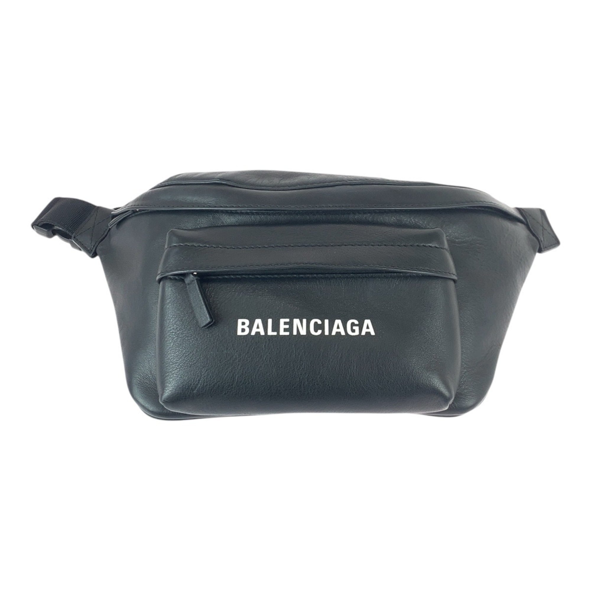 Balenciaga Black White Leather Fanny Pack Sling Bag (Pre-Owned)