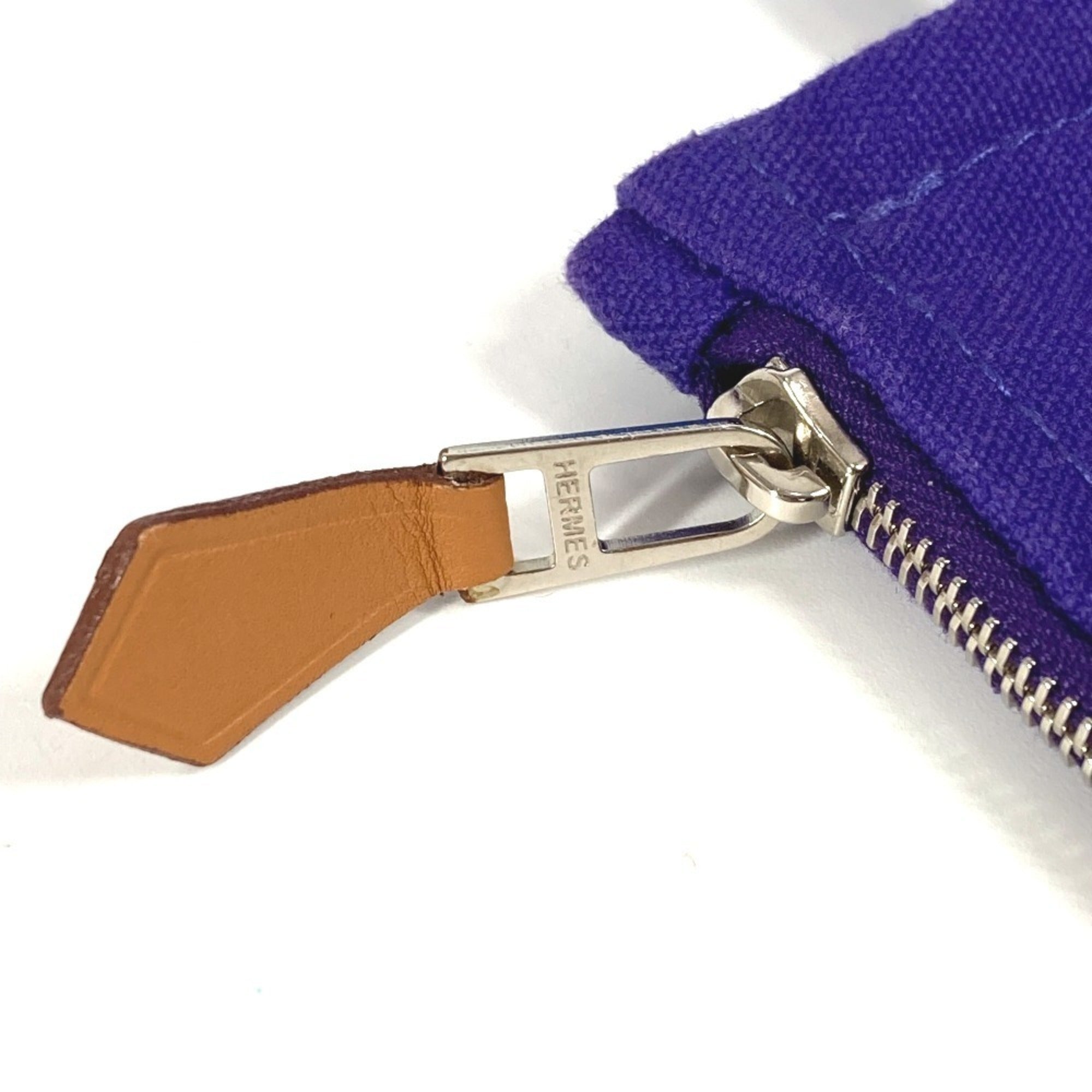 Hermes Blue Canvas Handbag Tote Bag (Pre-Owned)