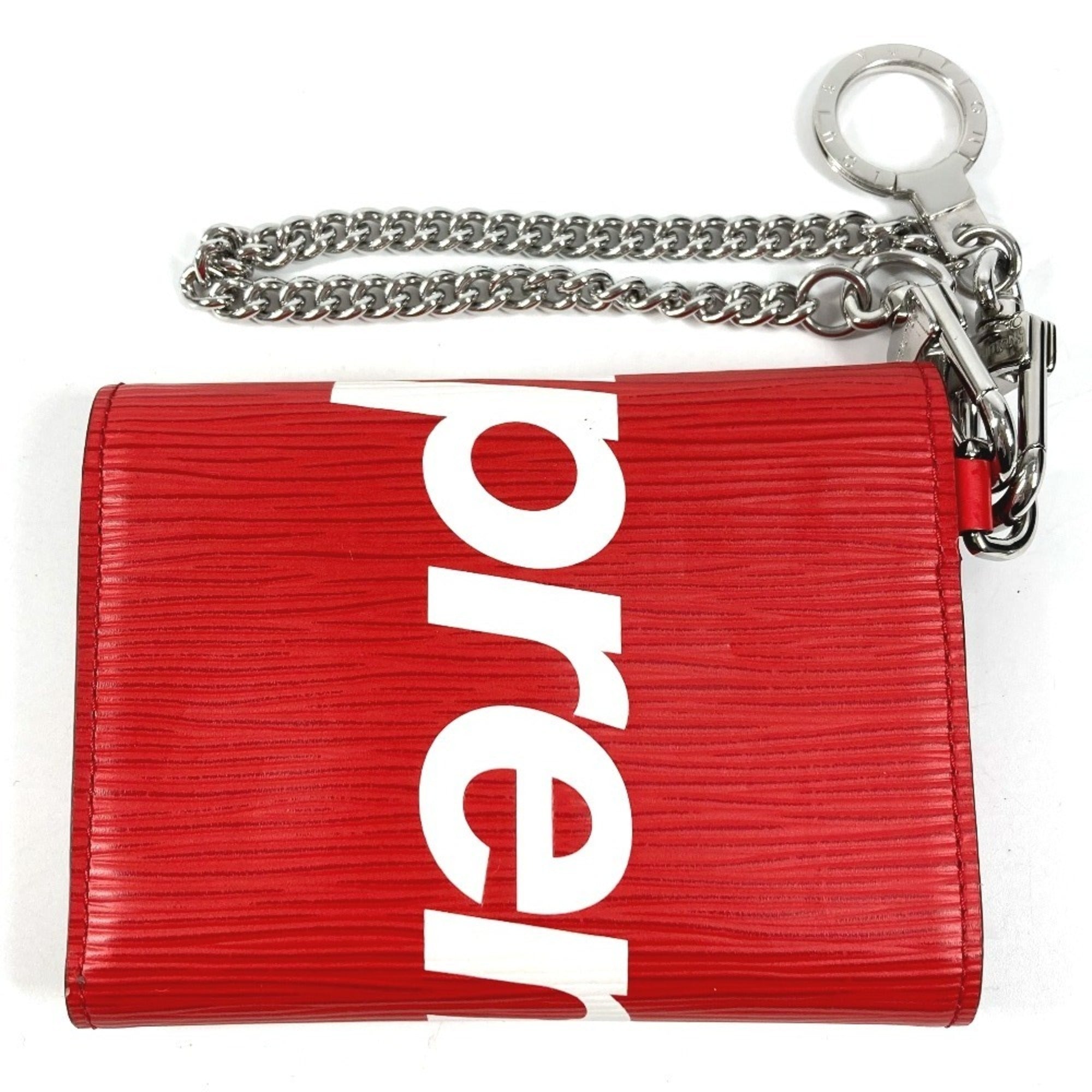 Louis Vuitton Epi Red Color White Epi Leather Chain/Shoulder Wallet (Pre-Owned)