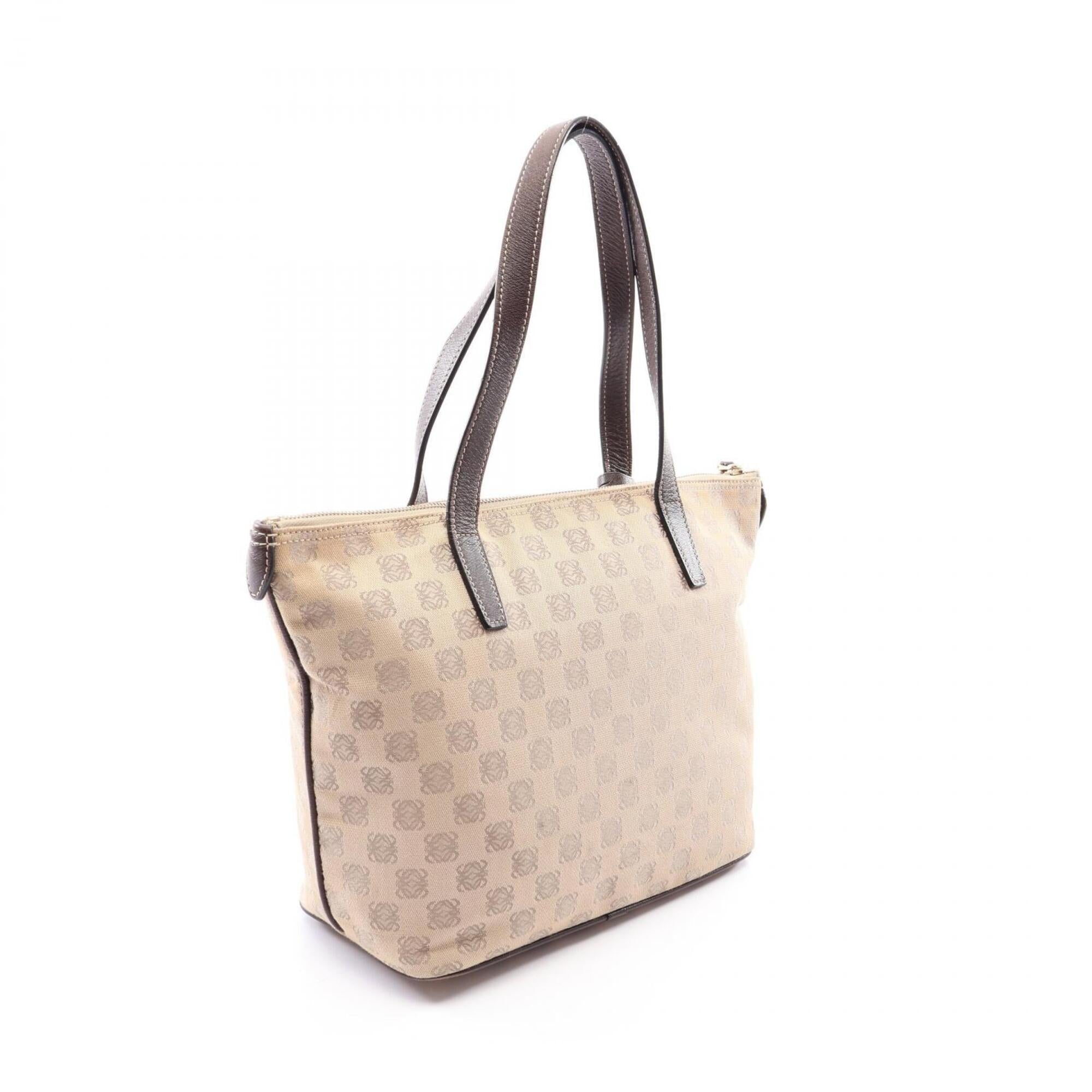 Loewe Beige Brown Canvas Leather Handbag Tote Bag (Pre-Owned)