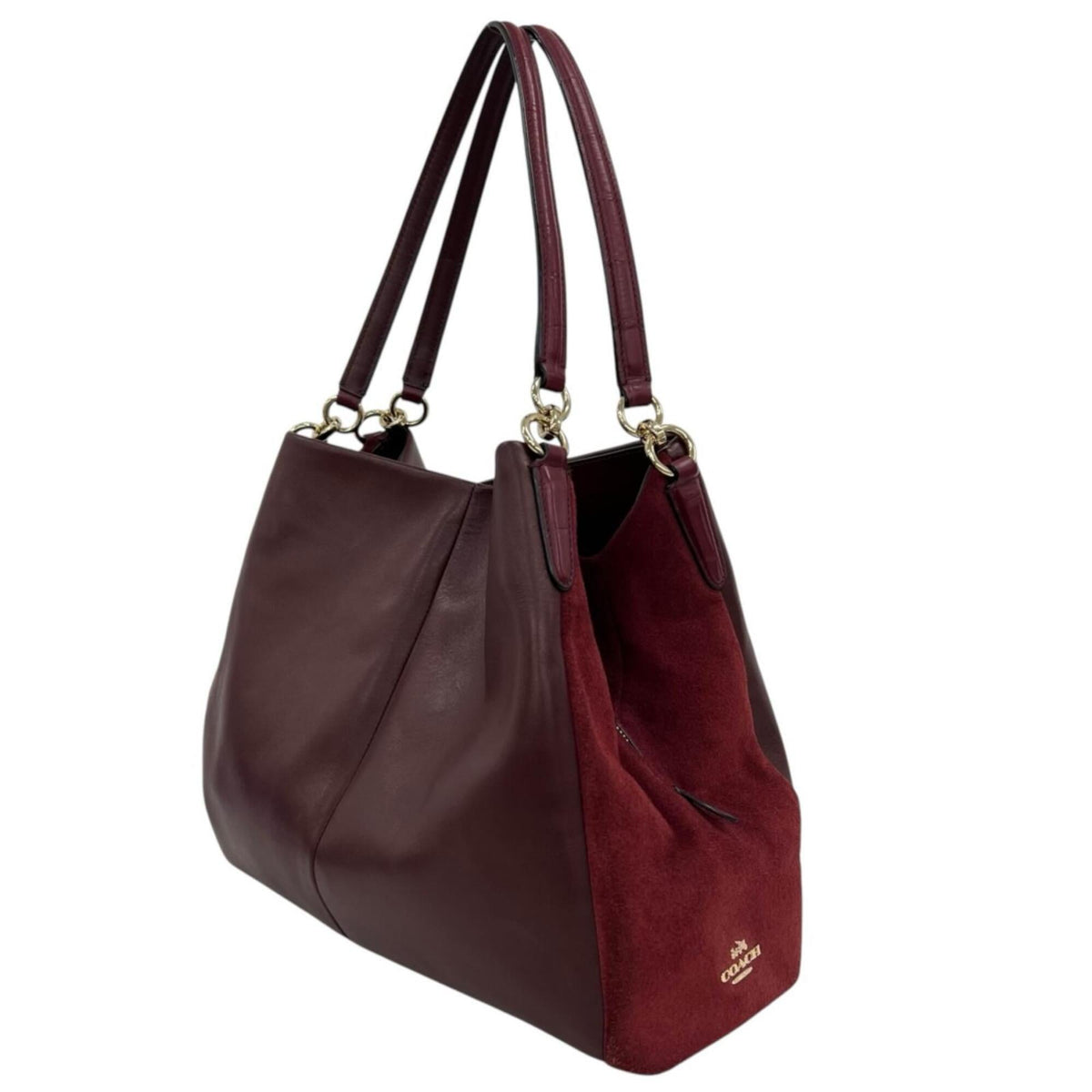 Coach Red Color Leather Suede Shoulder Bag (Pre-Owned)