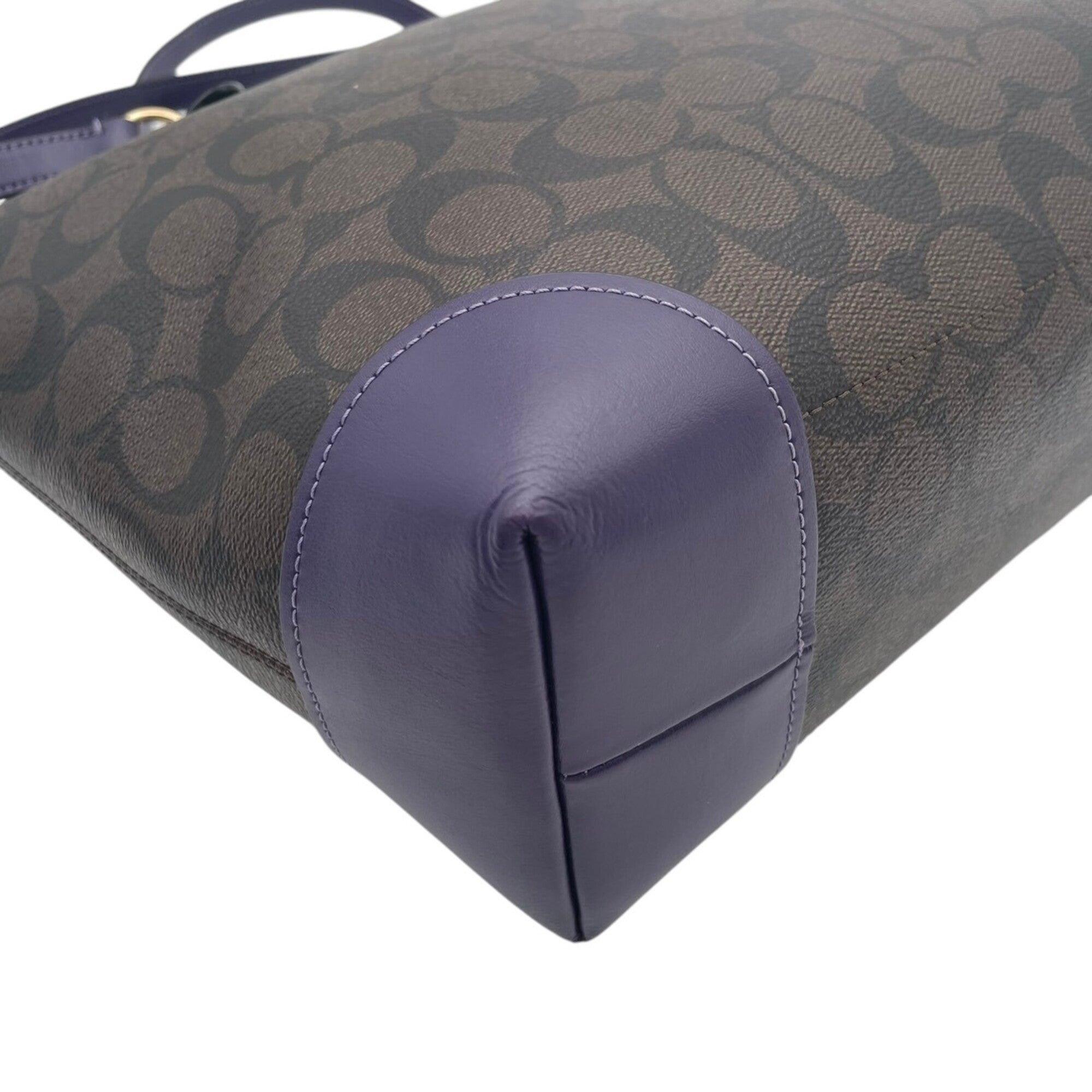 Coach Brown Purple Pvc Leather Handbag Tote Bag (Pre-Owned)