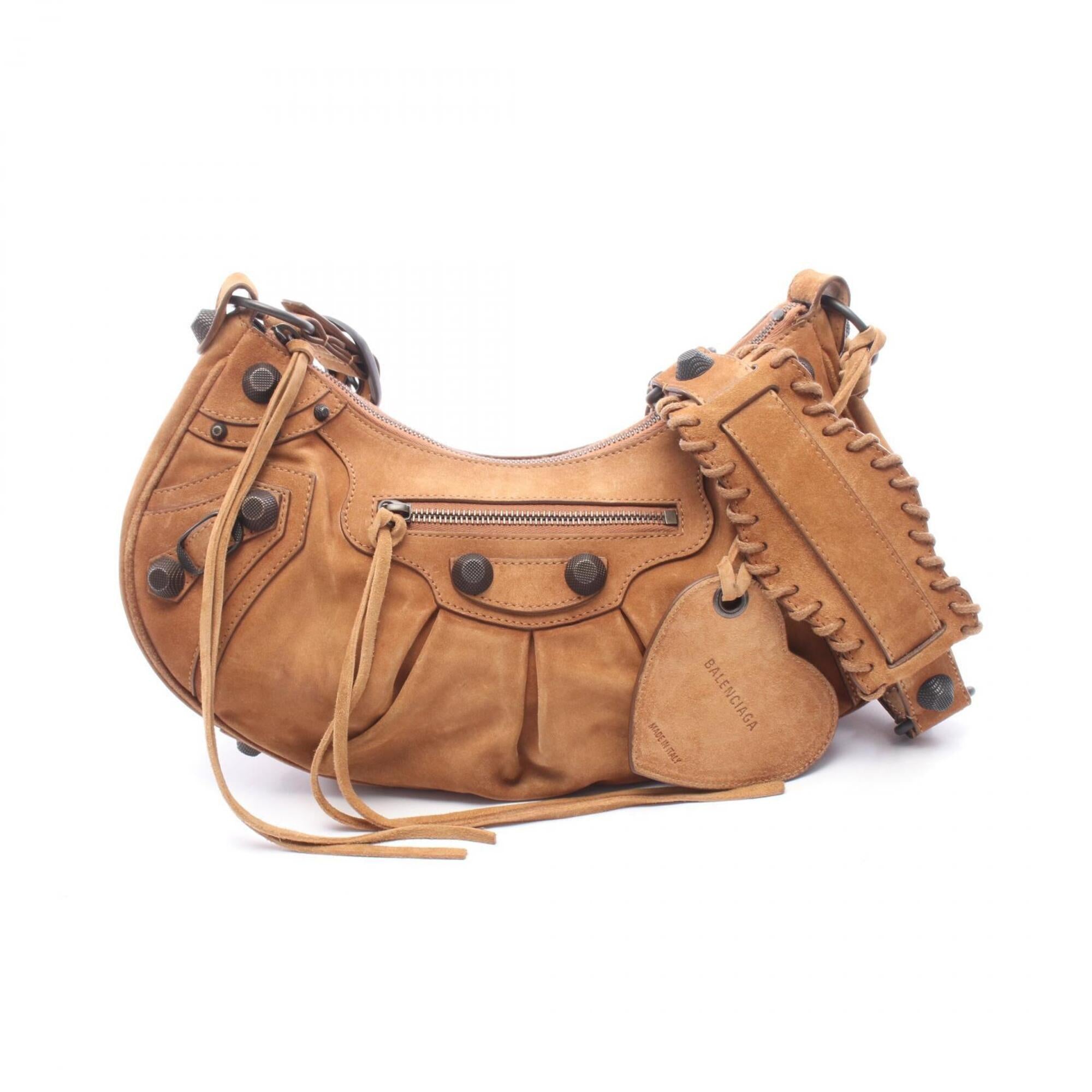 Balenciaga Brown Suede Handbag Shoulder Bag (Pre-Owned)