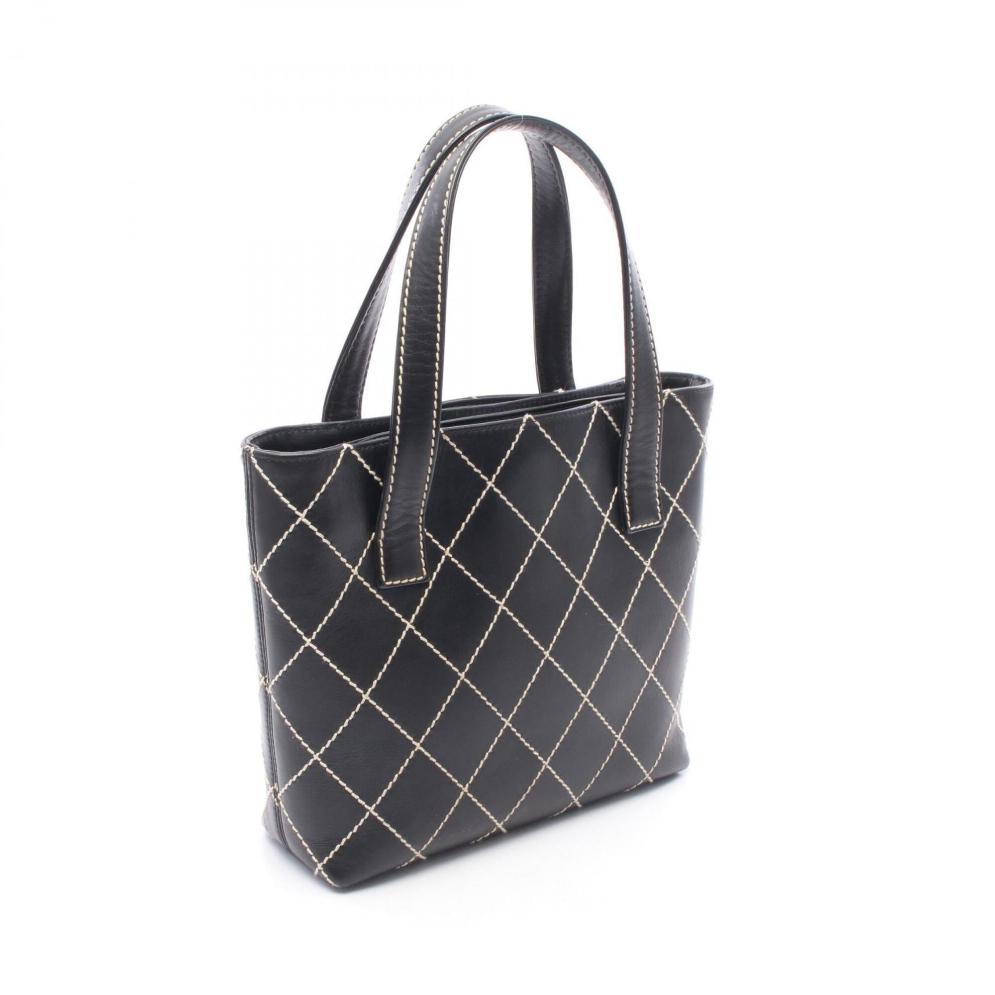 Chanel Black Leather Handbag Tote Bag (Pre-Owned)