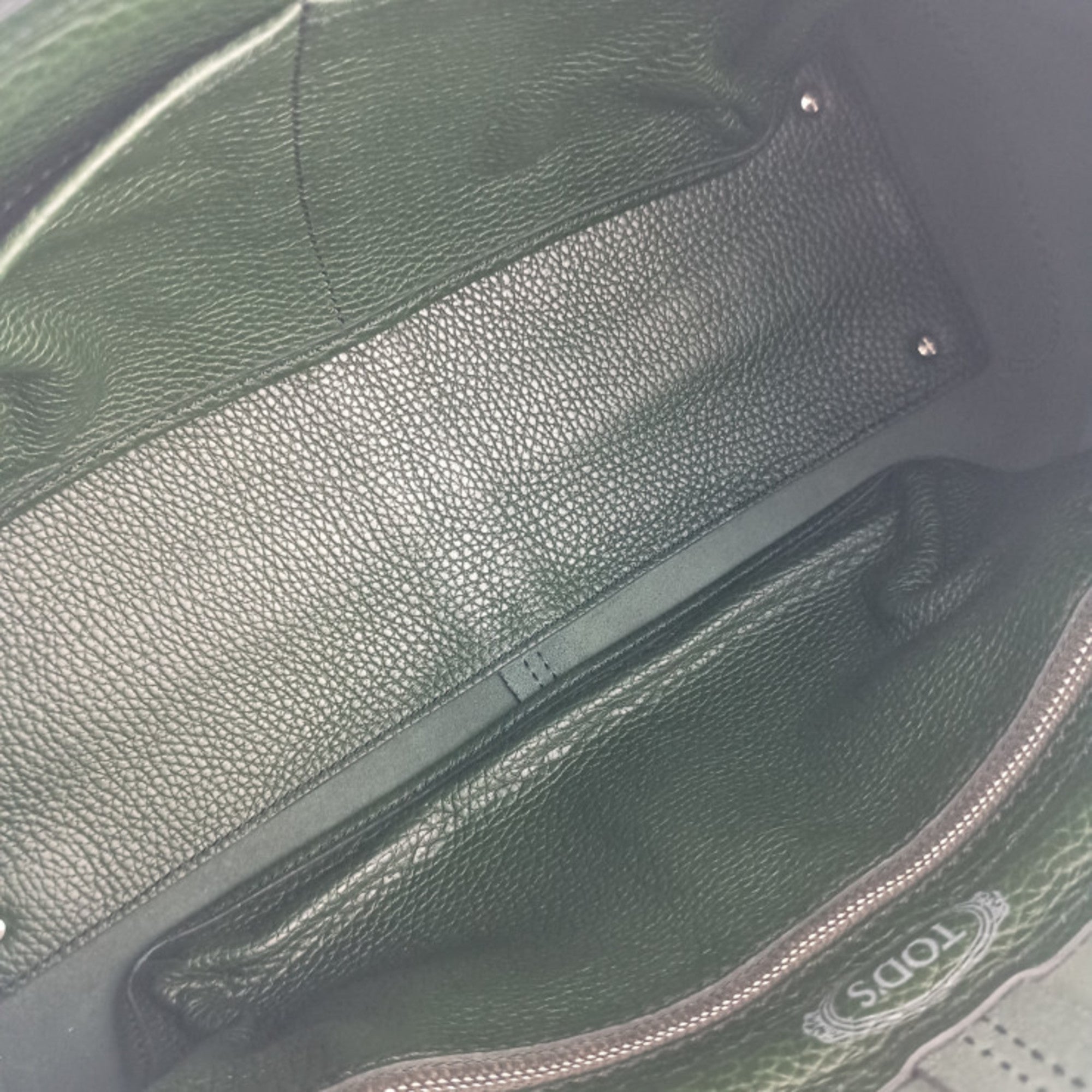 Tod's Green Leather Shoulder Bag Tote Bag (Pre-Owned)