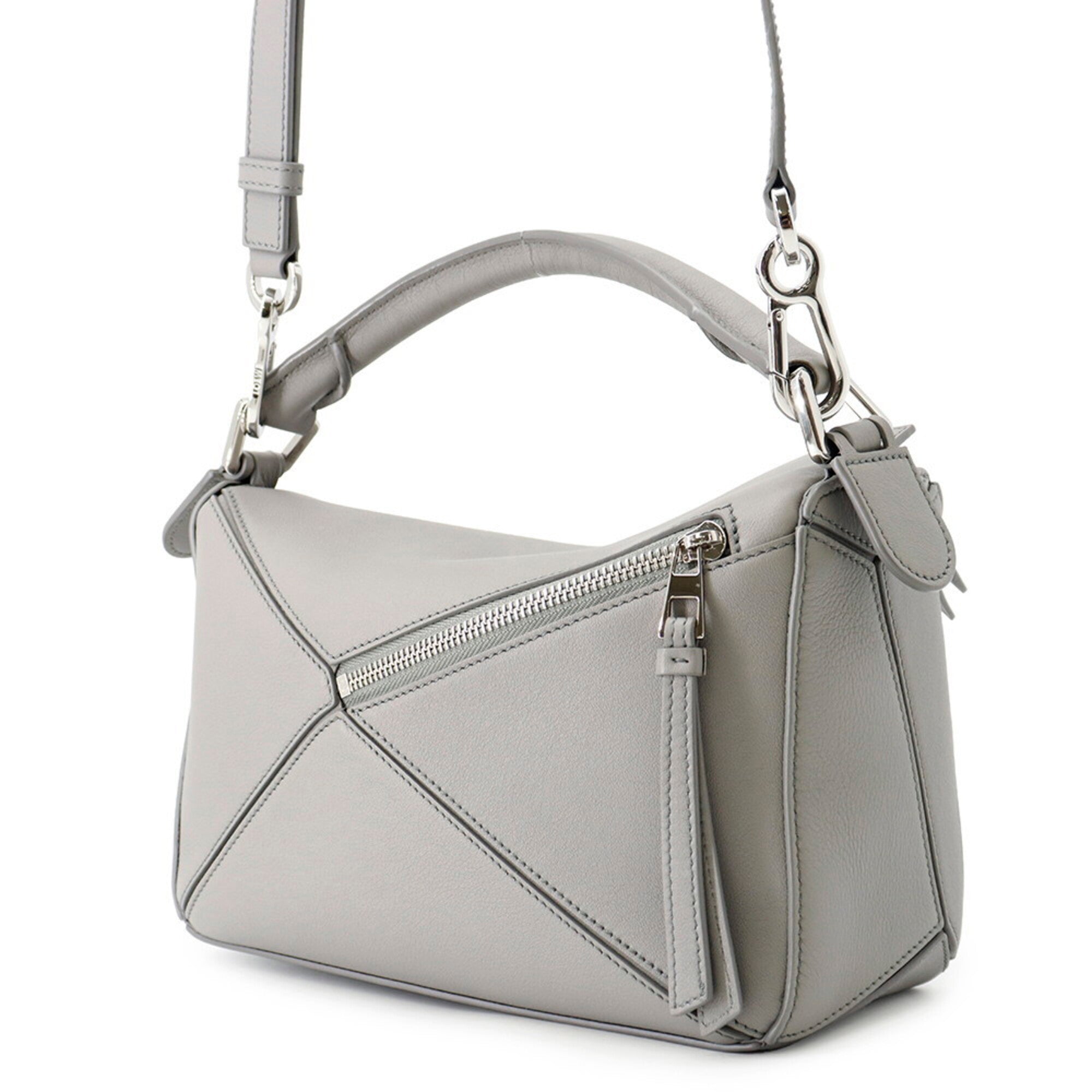 Loewe Puzzle Gray Leather Handbag Shoulder Bag (Pre-Owned)