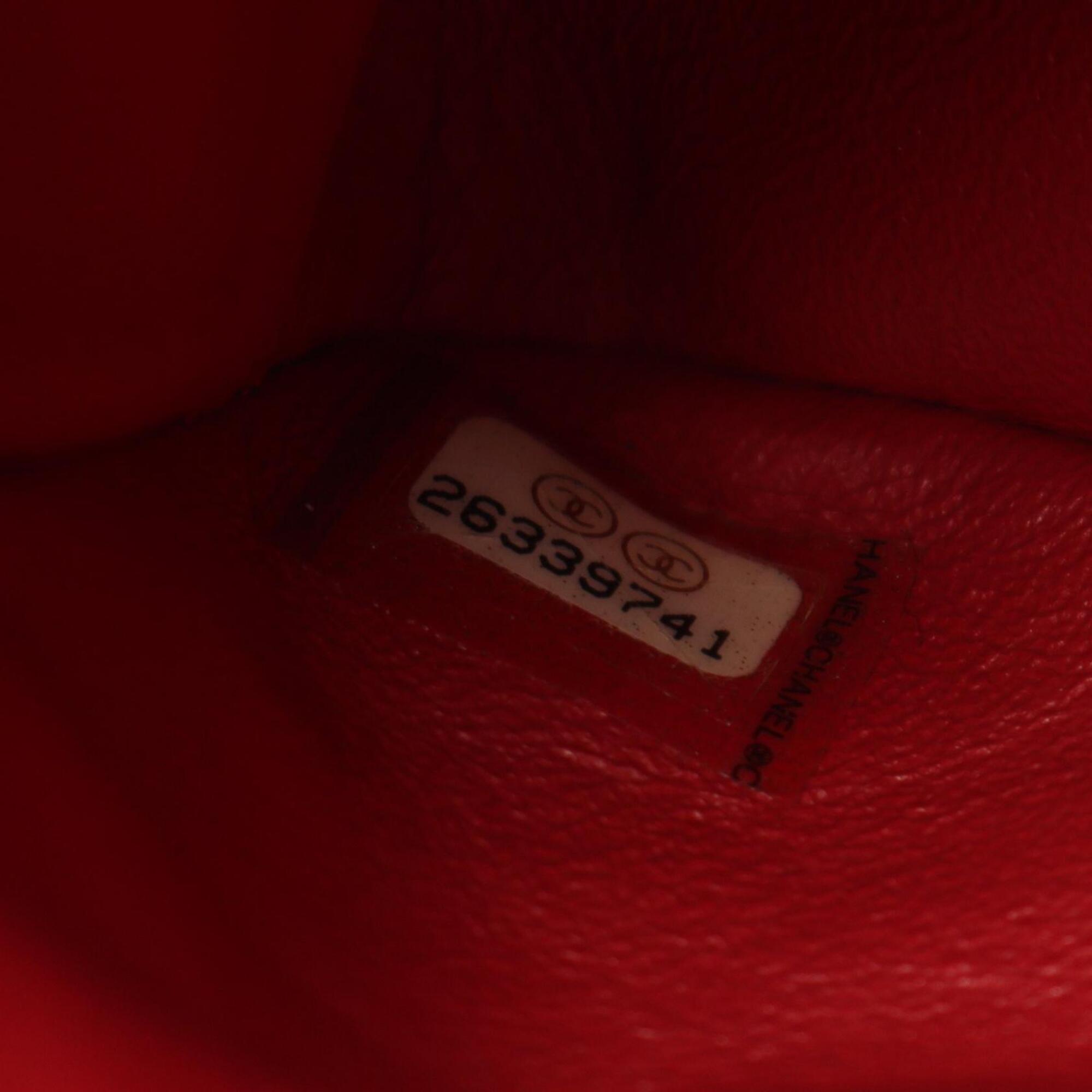 Chanel Red Color Grained Calfskin Handbag Shoulder Bag (Pre-Owned)