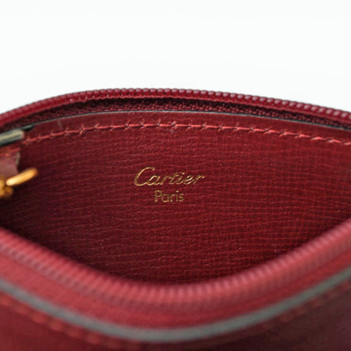 Cartier Must Bordeaux Leather Coin Purse/Coin Case (Pre-Owned)