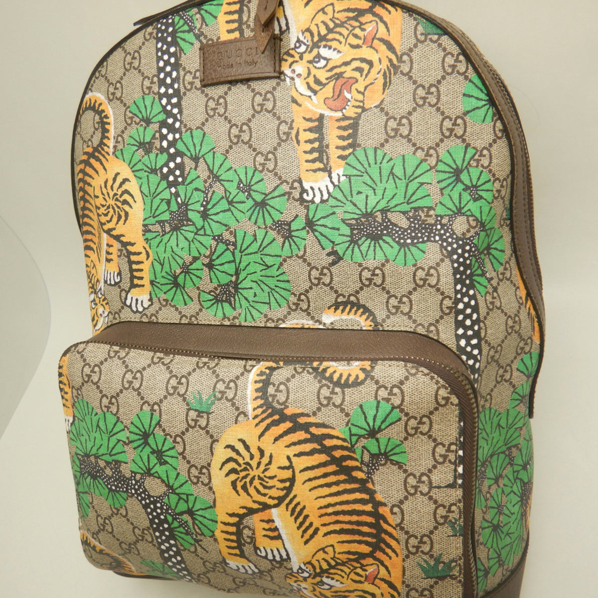 Gucci Beige Green Yellow Gg Supreme Backpack (Pre-Owned)