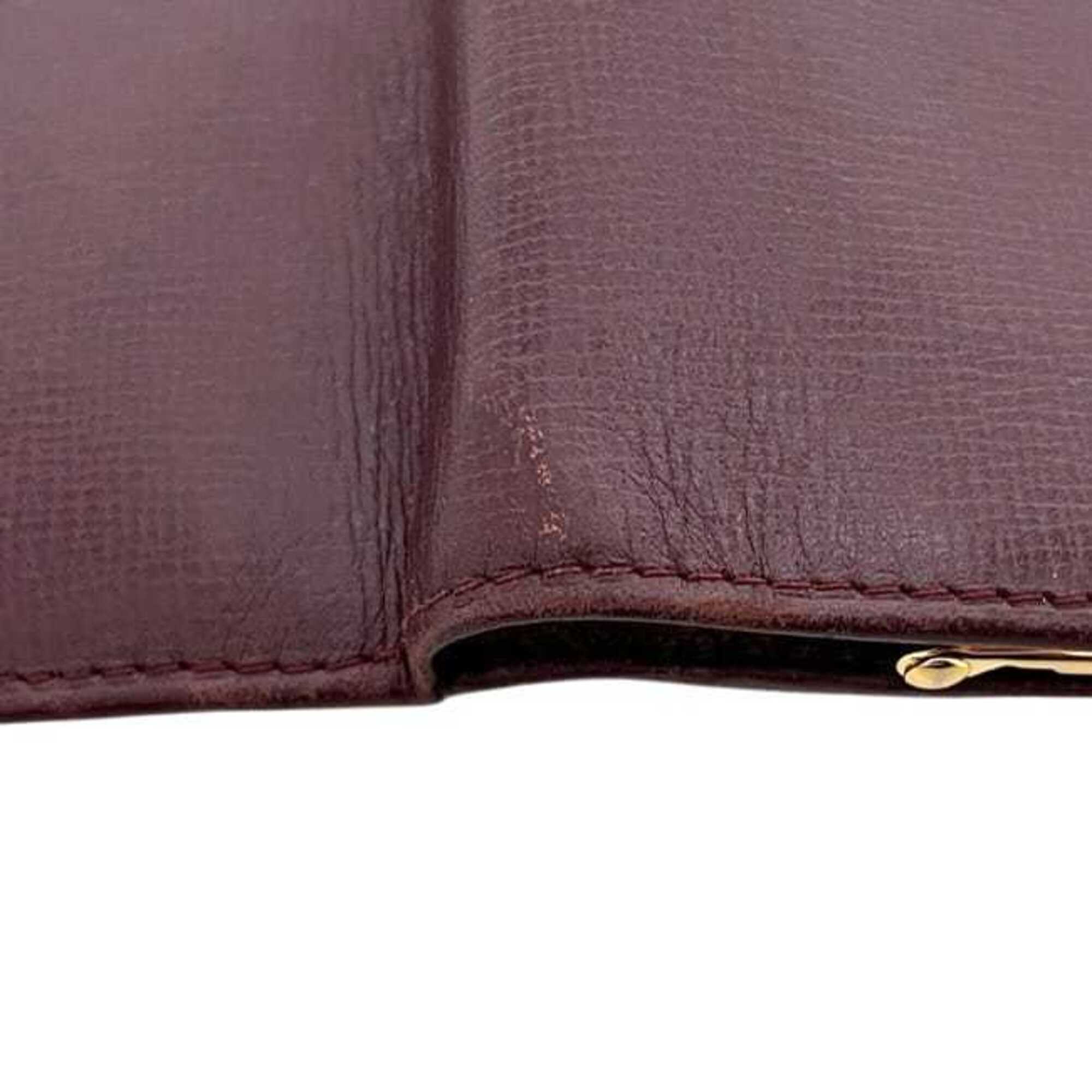Cartier Bordeaux Wine Red Leather Wallet (Tri-Fold) (Pre-Owned)