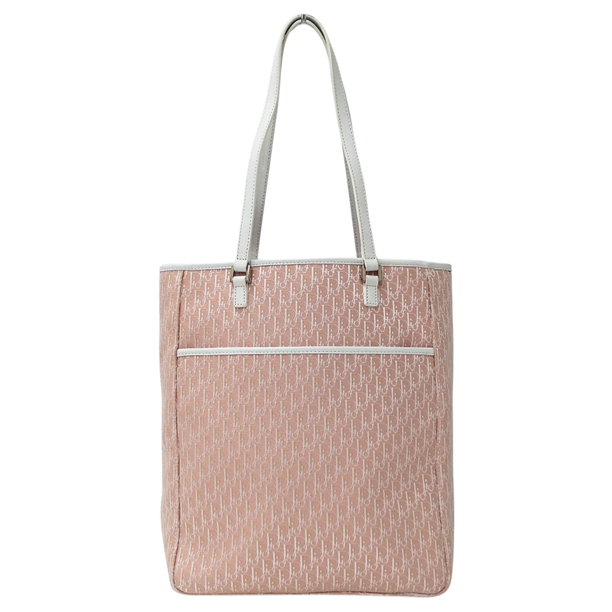 Christian Dior Pink White Canvas Handbag Tote Bag (Pre-Owned)