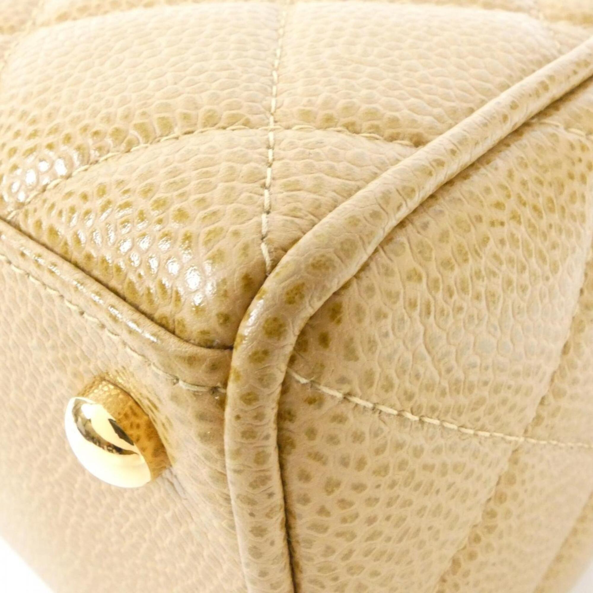 Chanel Beige Sand Grained Calfskin Boston Bag (Pre-Owned)