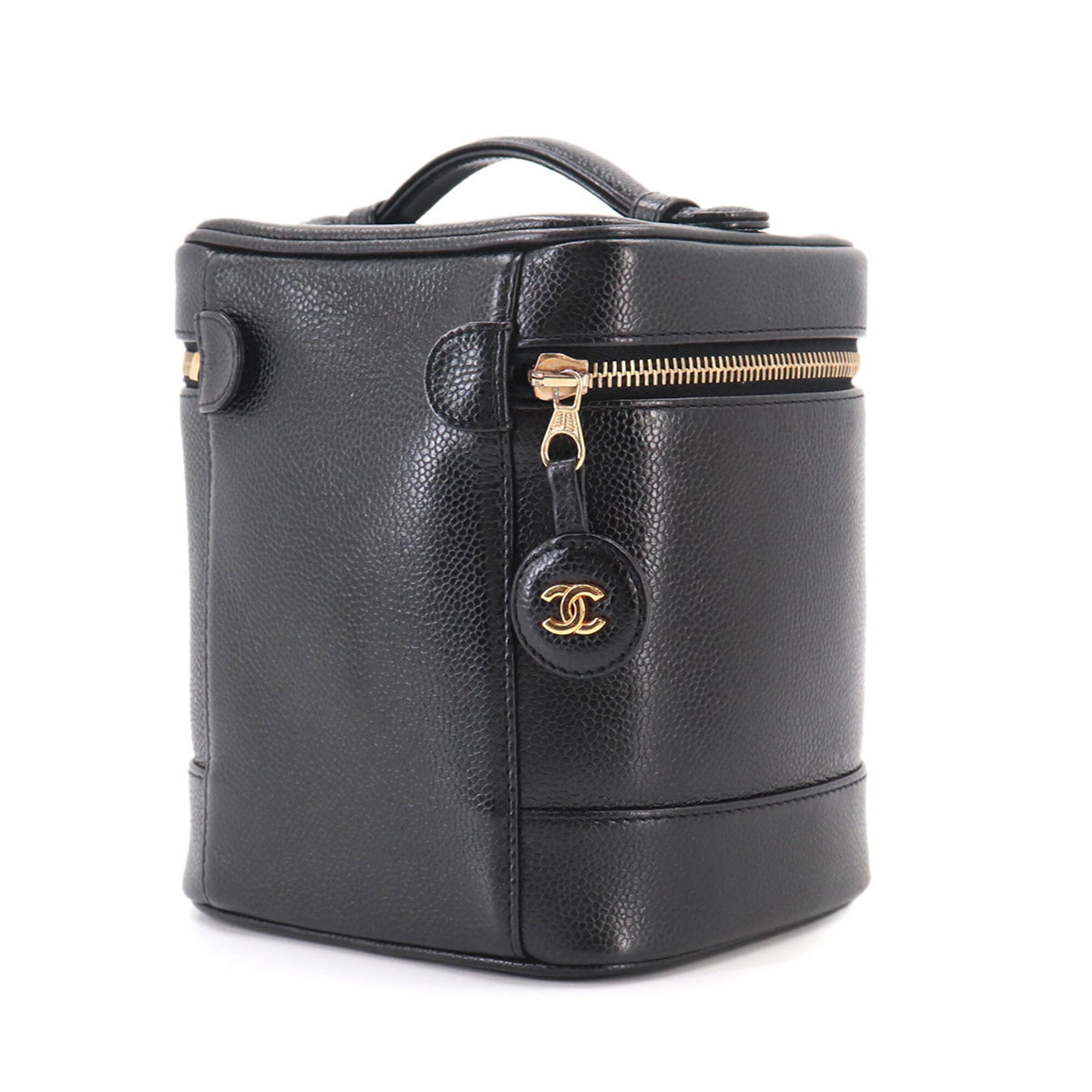 Chanel Black Grained Calfskin Handbag Vanity Bag (Pre-Owned)