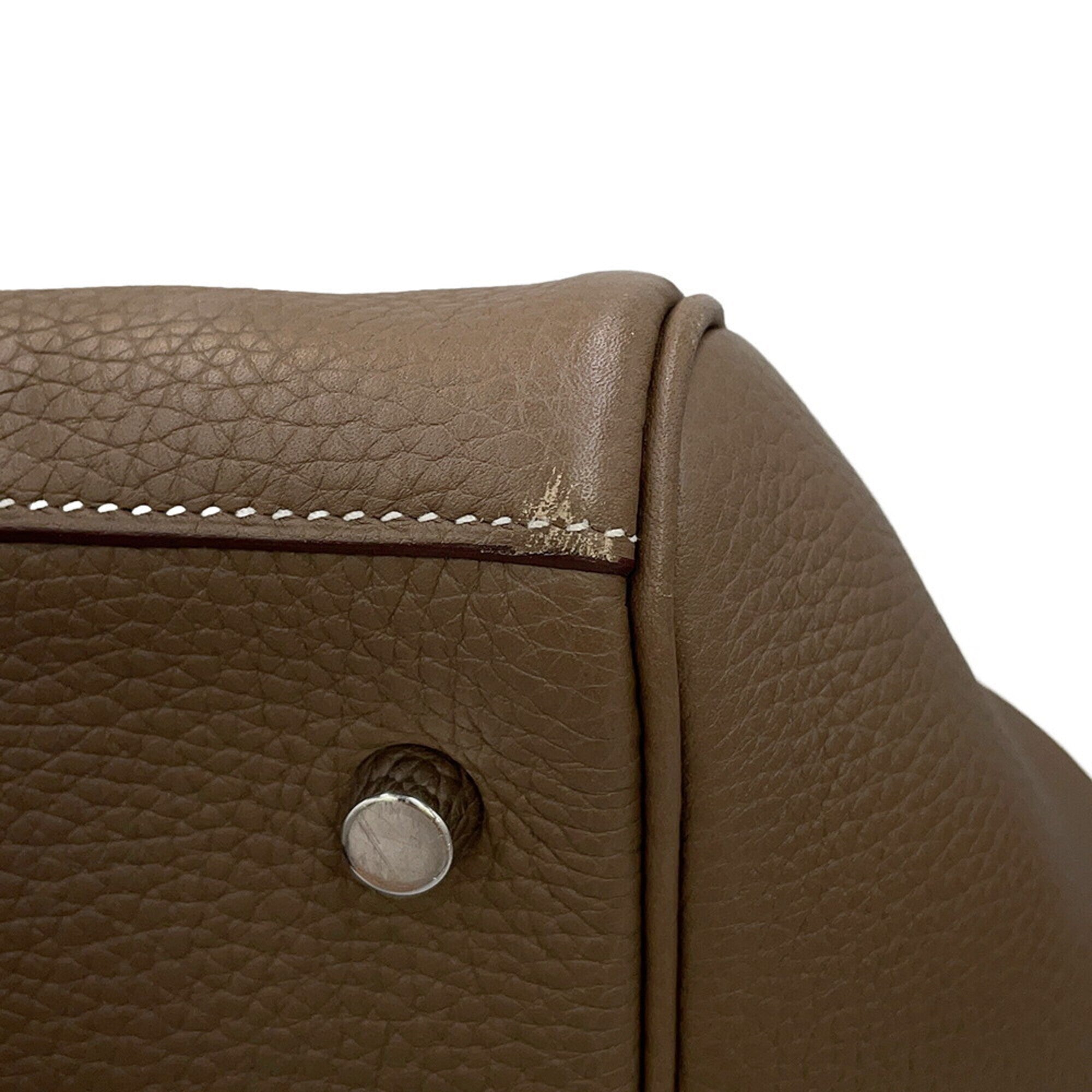 Hermes Etoupe Gray Taurillon Clemence Leather Handbag (Pre-Owned)