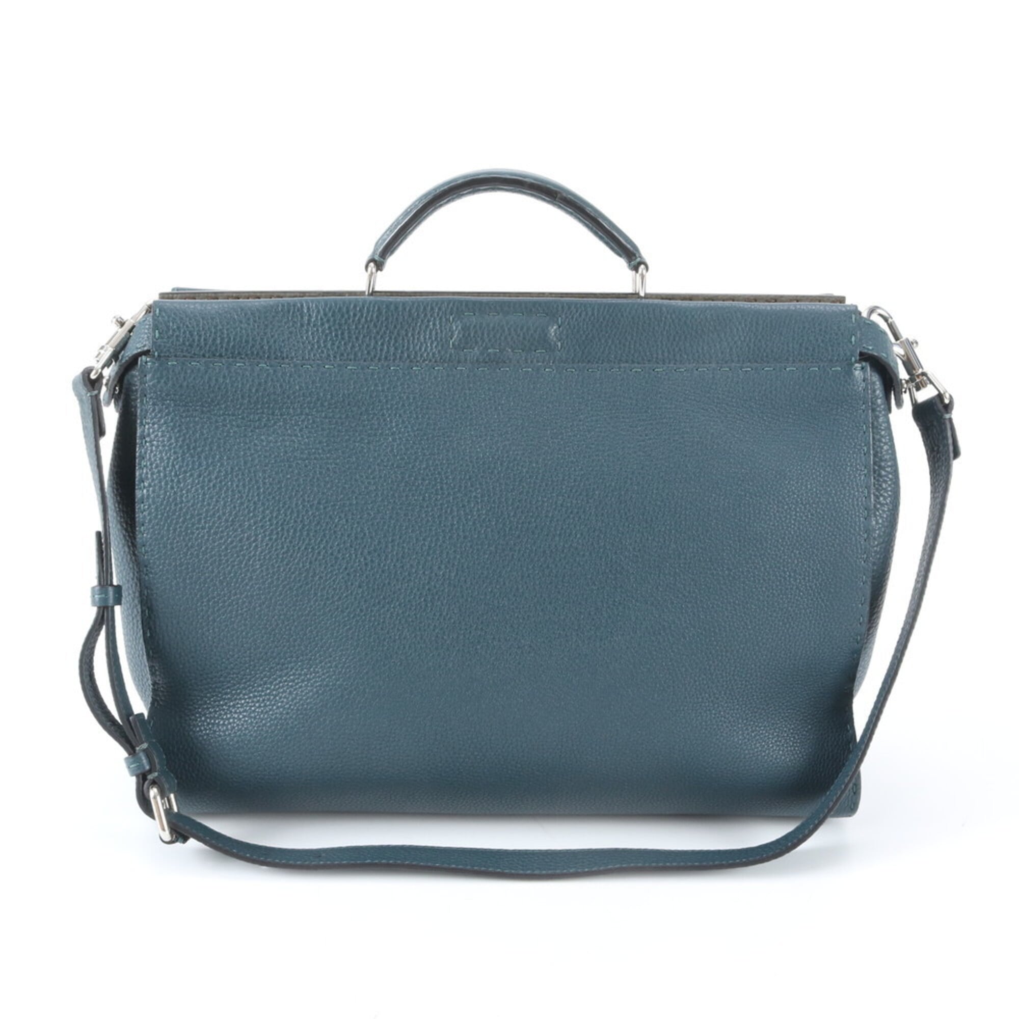 Fendi Selleria Dark Green Leather Handbag (Pre-Owned)