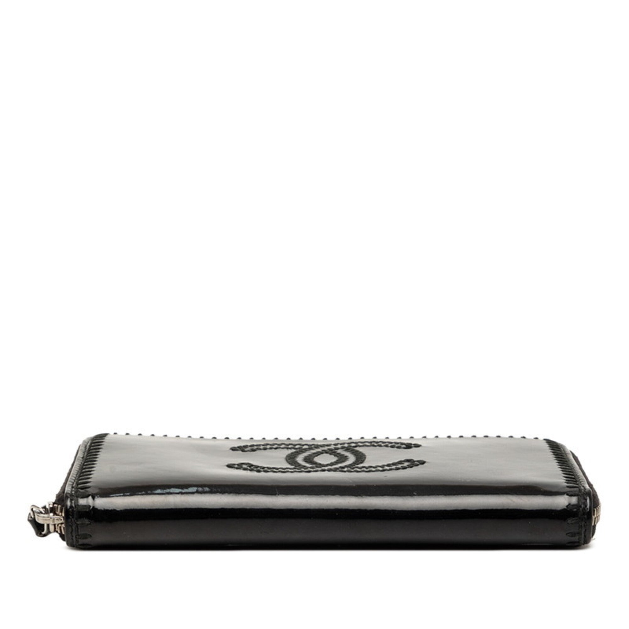 Chanel Black Patent Leather Long Wallet (Bi-Fold) (Pre-Owned)
