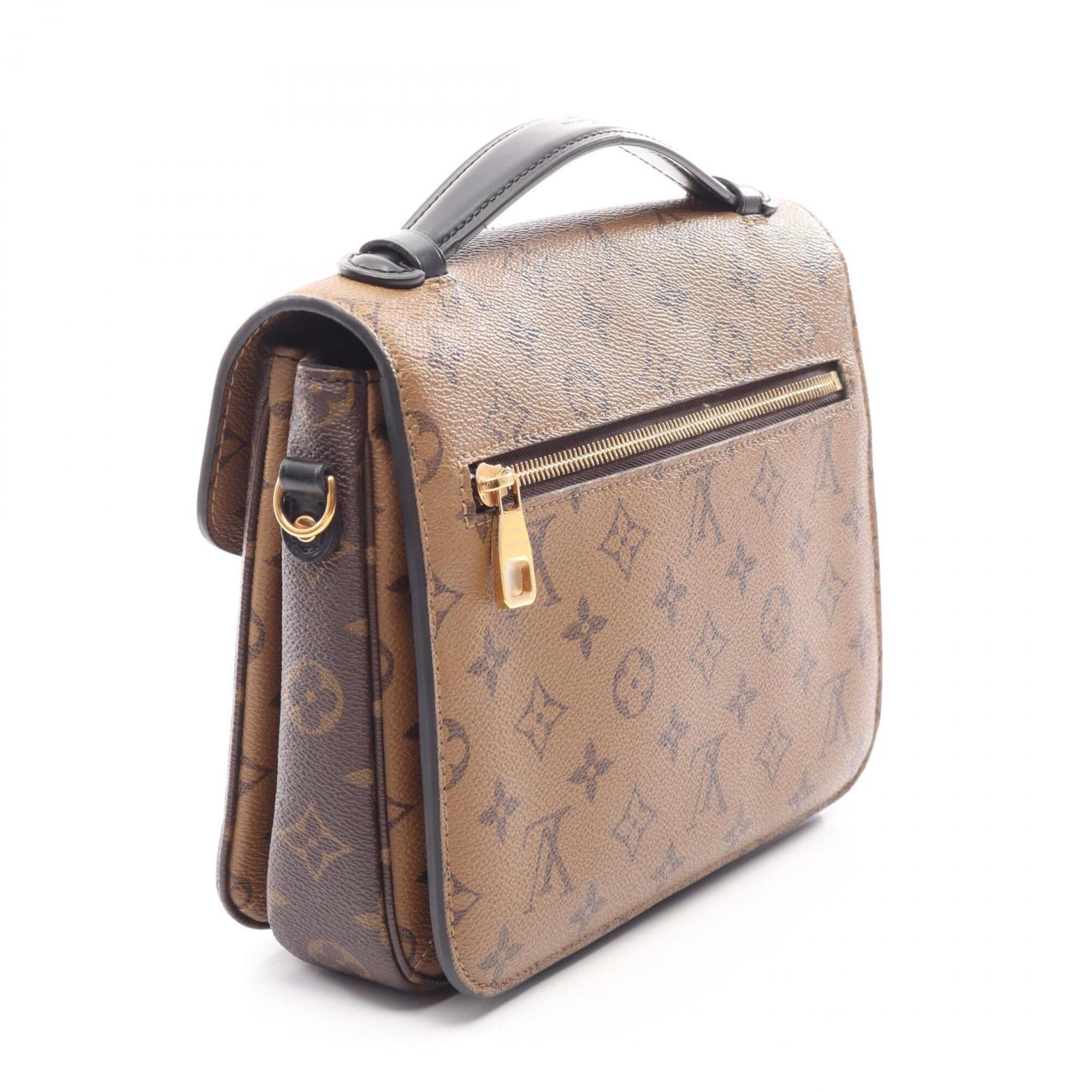 Louis Vuitton Monogram Reverse Black Brown Coated Canvas Handbag Pochette (Pre-Owned)