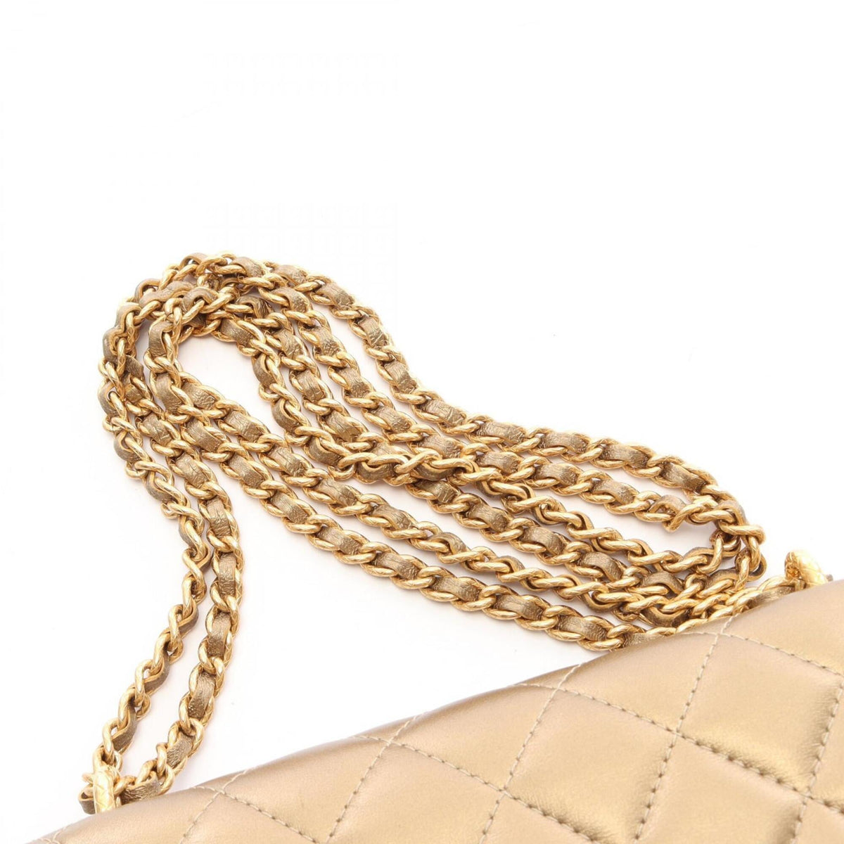 Chanel Gold Leather Handbag Shoulder Bag (Pre-Owned)