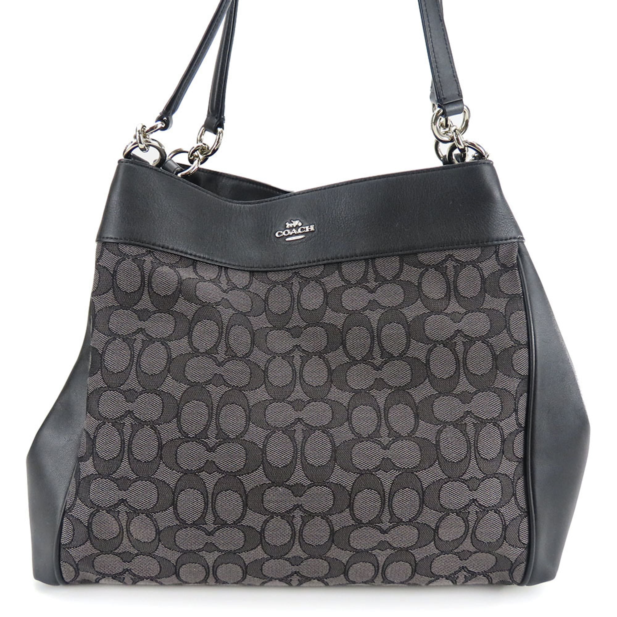 Coach Black Canvas Leather Tote Bag (Pre-Owned)