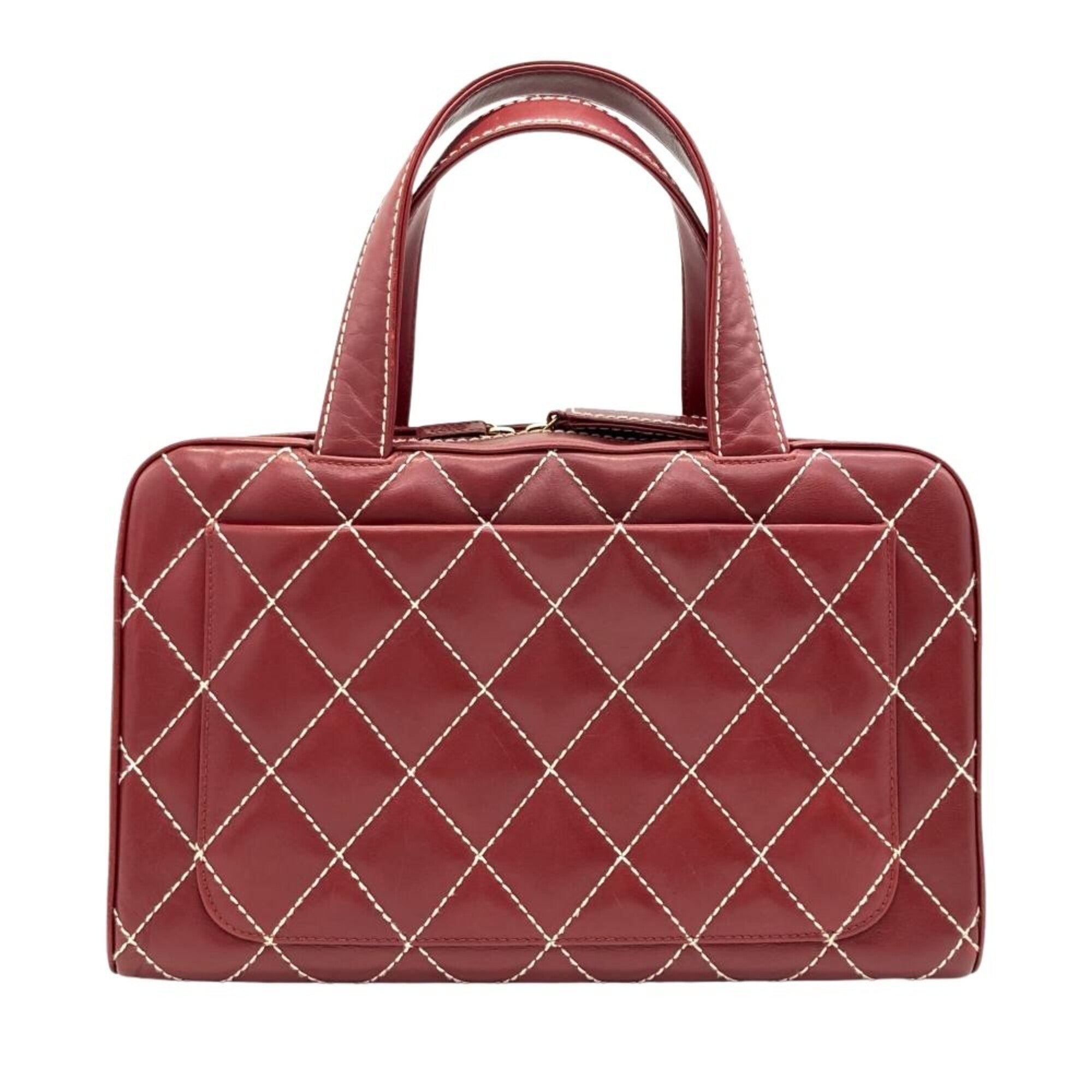 Chanel Bordeaux Red Color Wine Boston Bag Handbag (Pre-Owned)