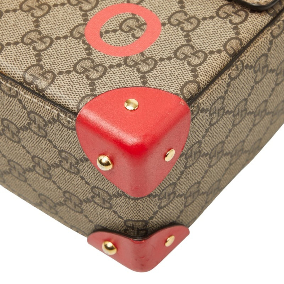 Gucci Beige Red Color Pvc Leather Handbag Shoulder Bag (Pre-Owned)