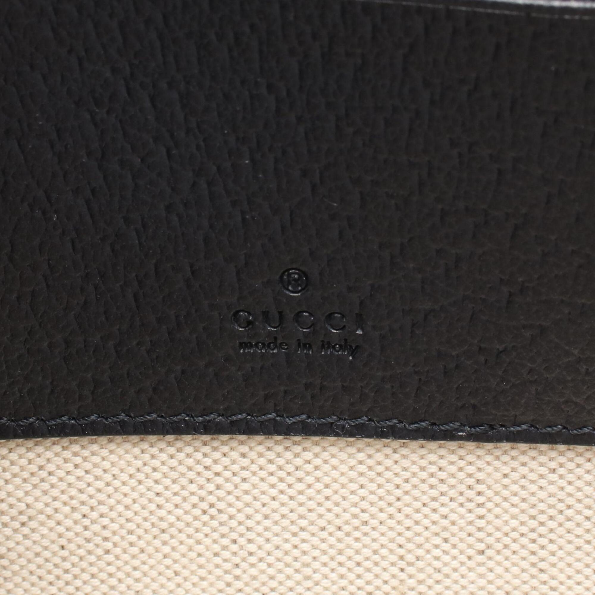 Gucci Ophidia Navy Coated Canvas Leather Handbag Shoulder Bag (Pre-Owned)