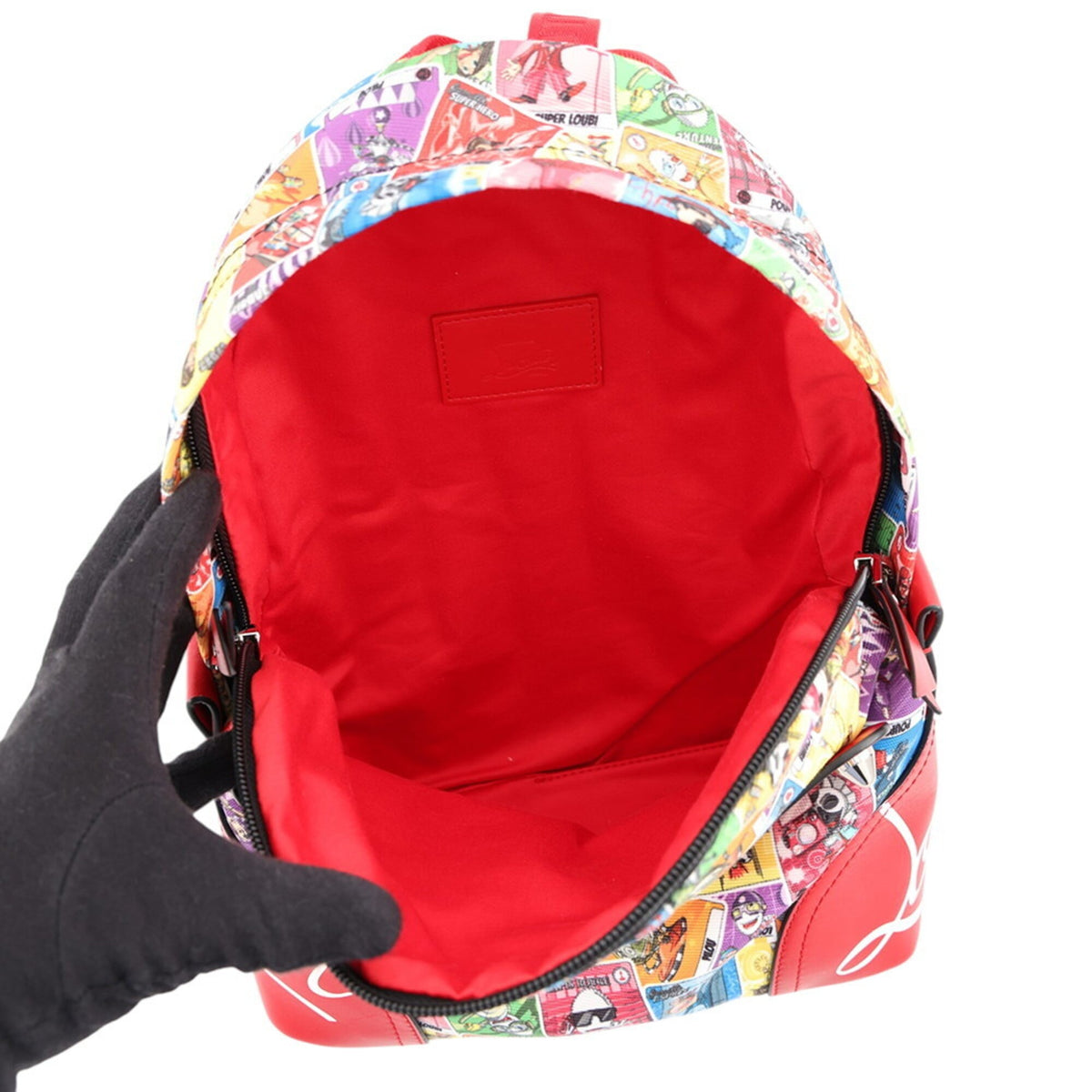 Christian Louboutin Red Color Canvas Leather Backpack (Pre-Owned)