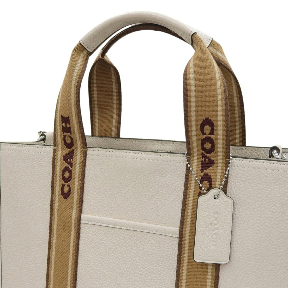 Coach Brown Ivory Leather Canvas Handbag Shoulder Bag (Pre-Owned)
