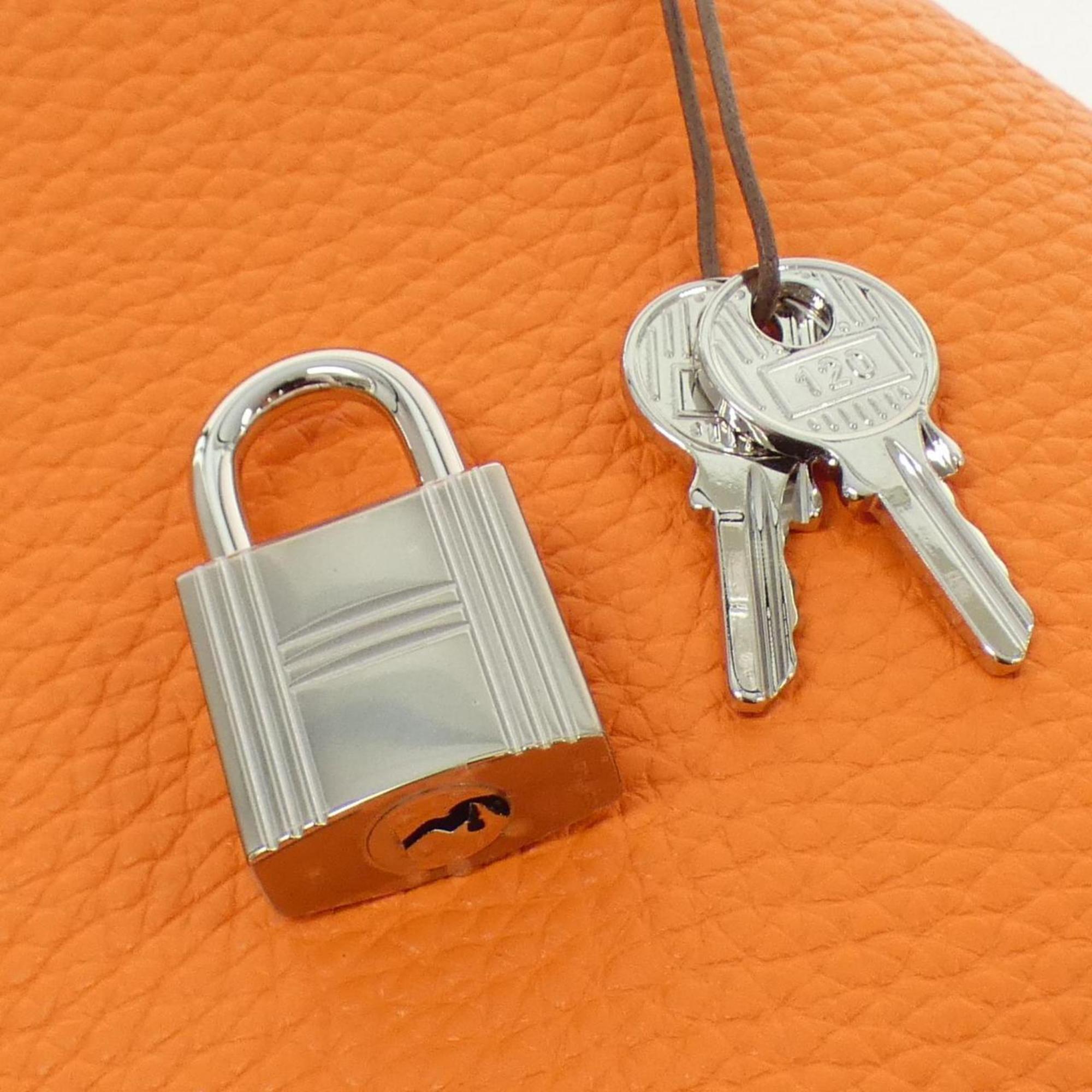 Hermes Picotin Orange Rose Azalee Taurillon Clemence Leather Swift Leather Handbag (Pre-Owned)