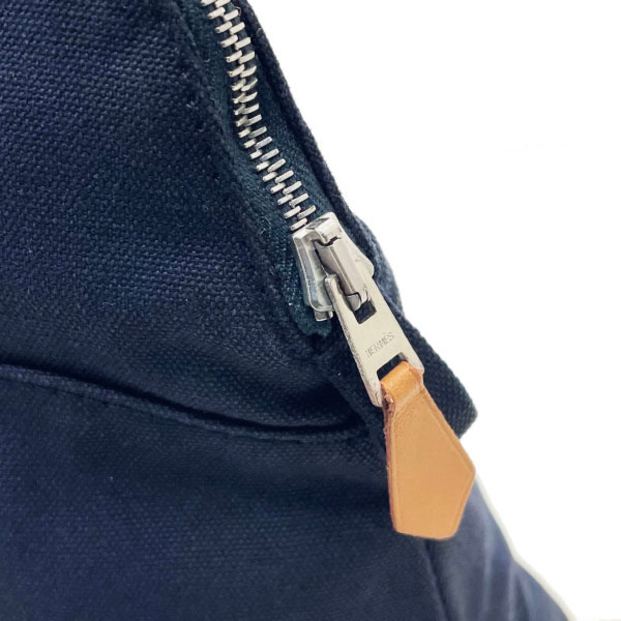 Hermes Navy Cotton Leather Pouch (Pre-Owned)