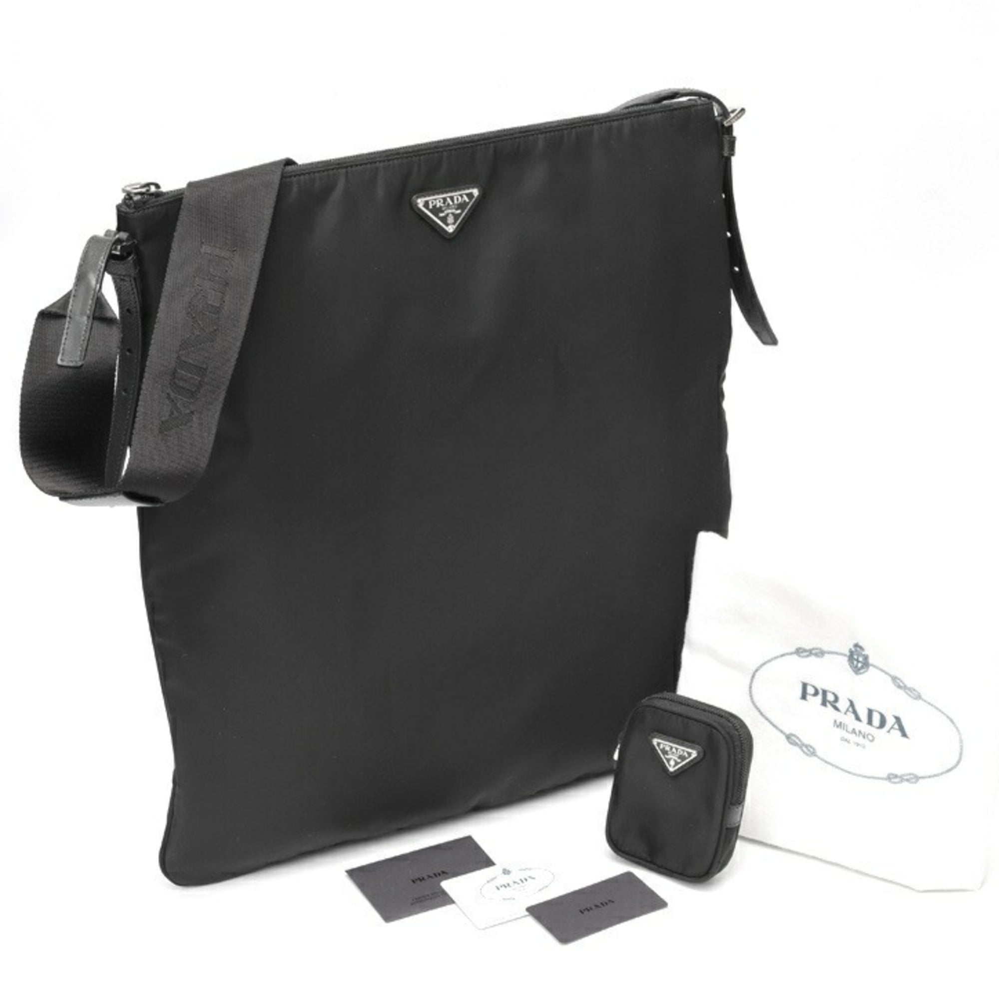 Prada Black Leather Pouch Shoulder Bag (Pre-Owned)
