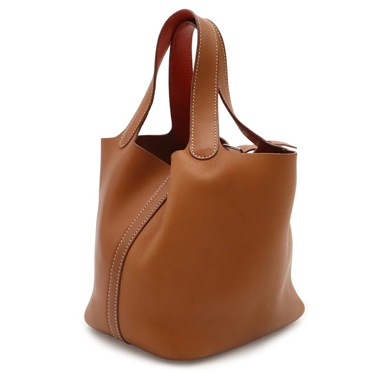 Hermes Brown Red Color Barenia Leather Handbag Tote Bag (Pre-Owned)