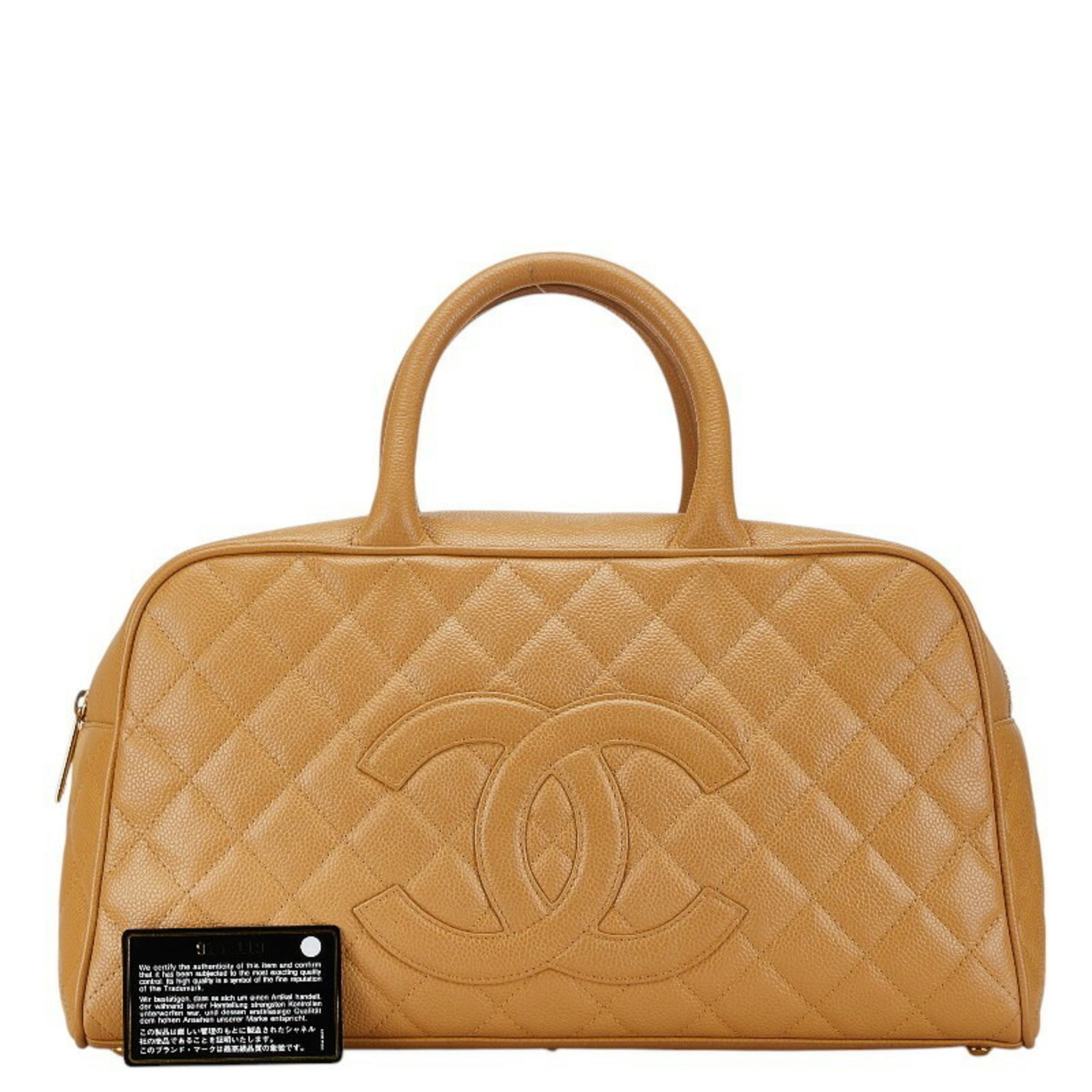 Chanel Beige Caviar Leather Handbag (Pre-Owned)