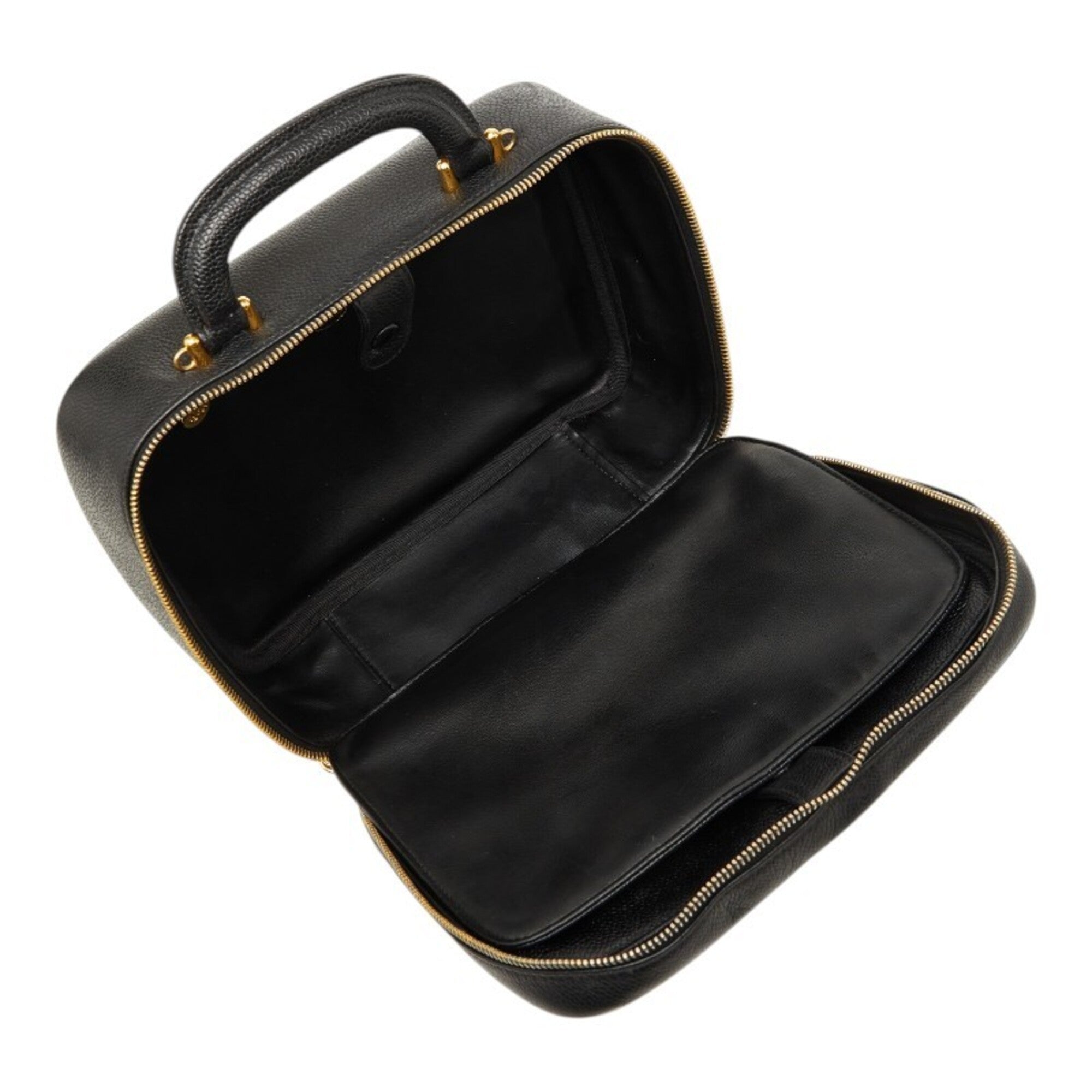 Chanel Black Grained Calfskin Handbag Shoulder Bag Vanity Bag (Pre-Owned)