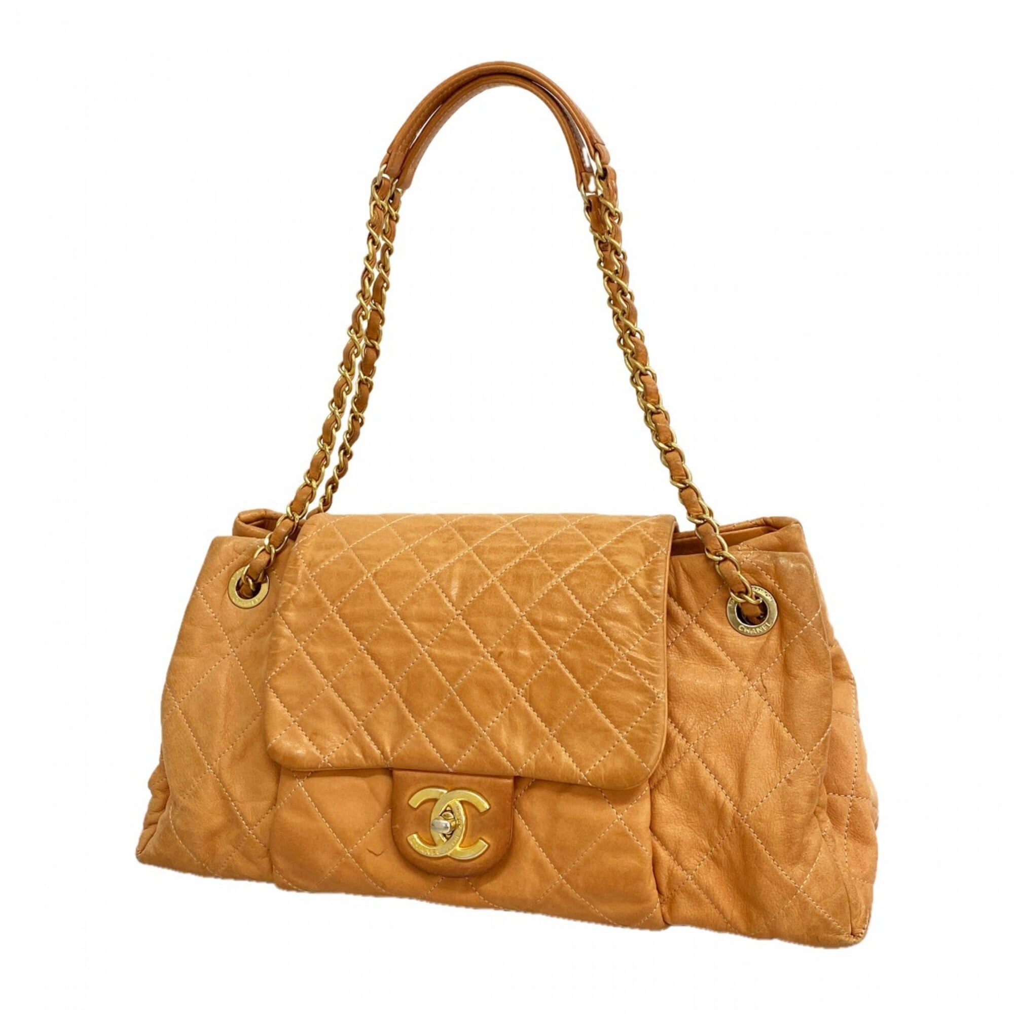 Chanel Orange Leather Shoulder Bag (Pre-Owned)