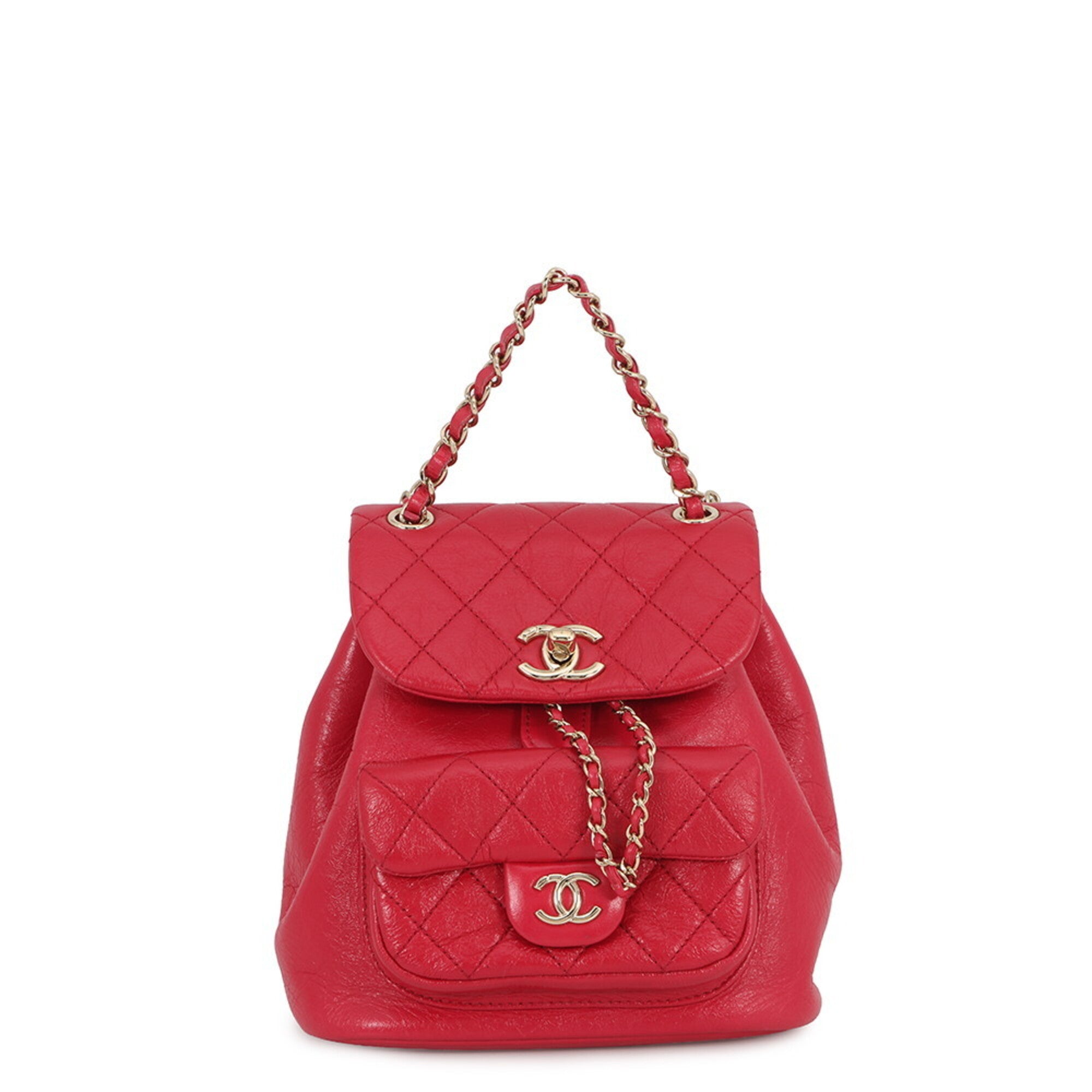 Chanel Matelasse Red Color Leather Backpack (Pre-Owned)