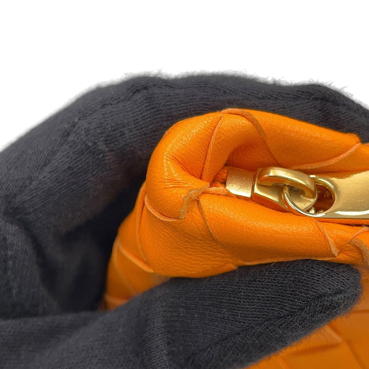 Bottega Veneta Intrecciato Orange Leather Clutch Bag Document Case Handbag (Pre-Owned)