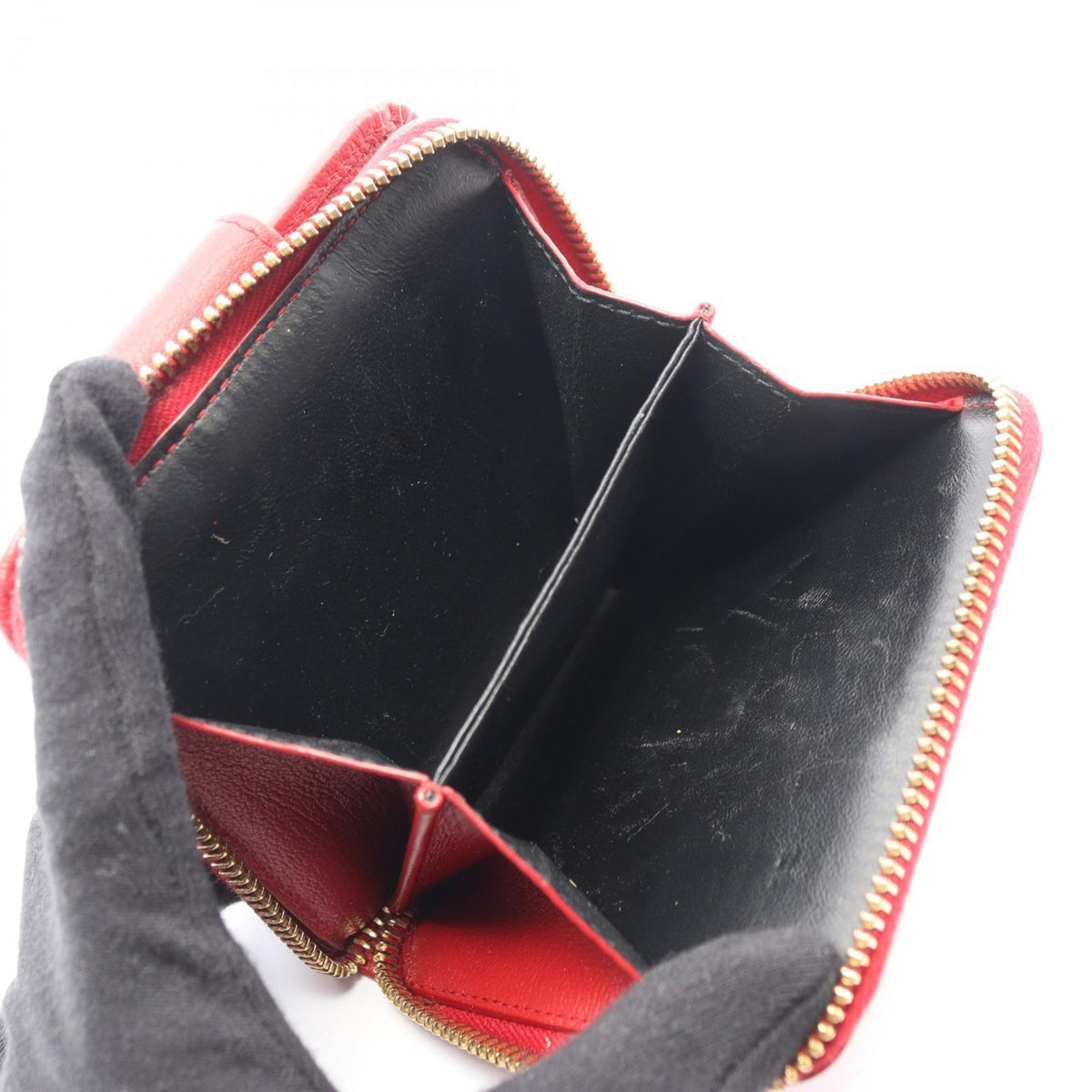 Yves Saint Laurent Red Color Leather Wallet (Bi-Fold) (Pre-Owned)