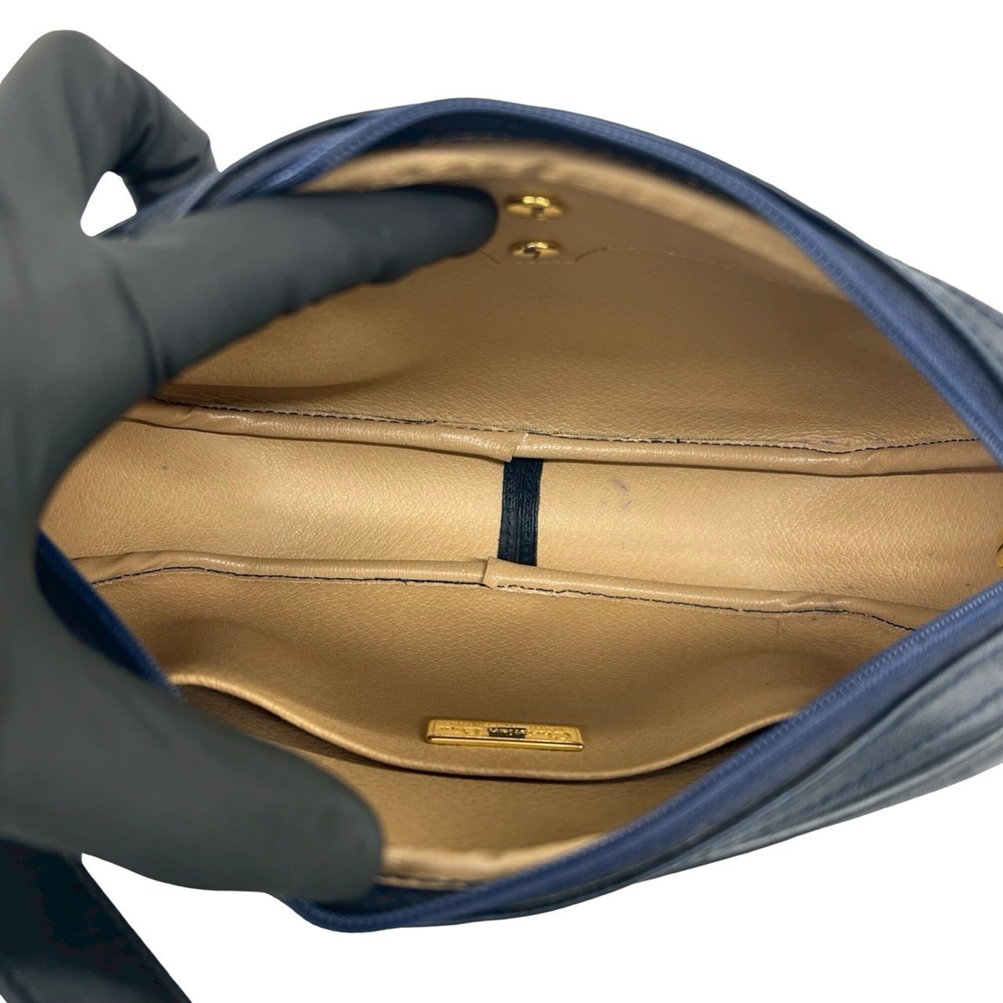 Christian Dior Navy Pvc Leather Pochette Shoulder Bag (Pre-Owned)