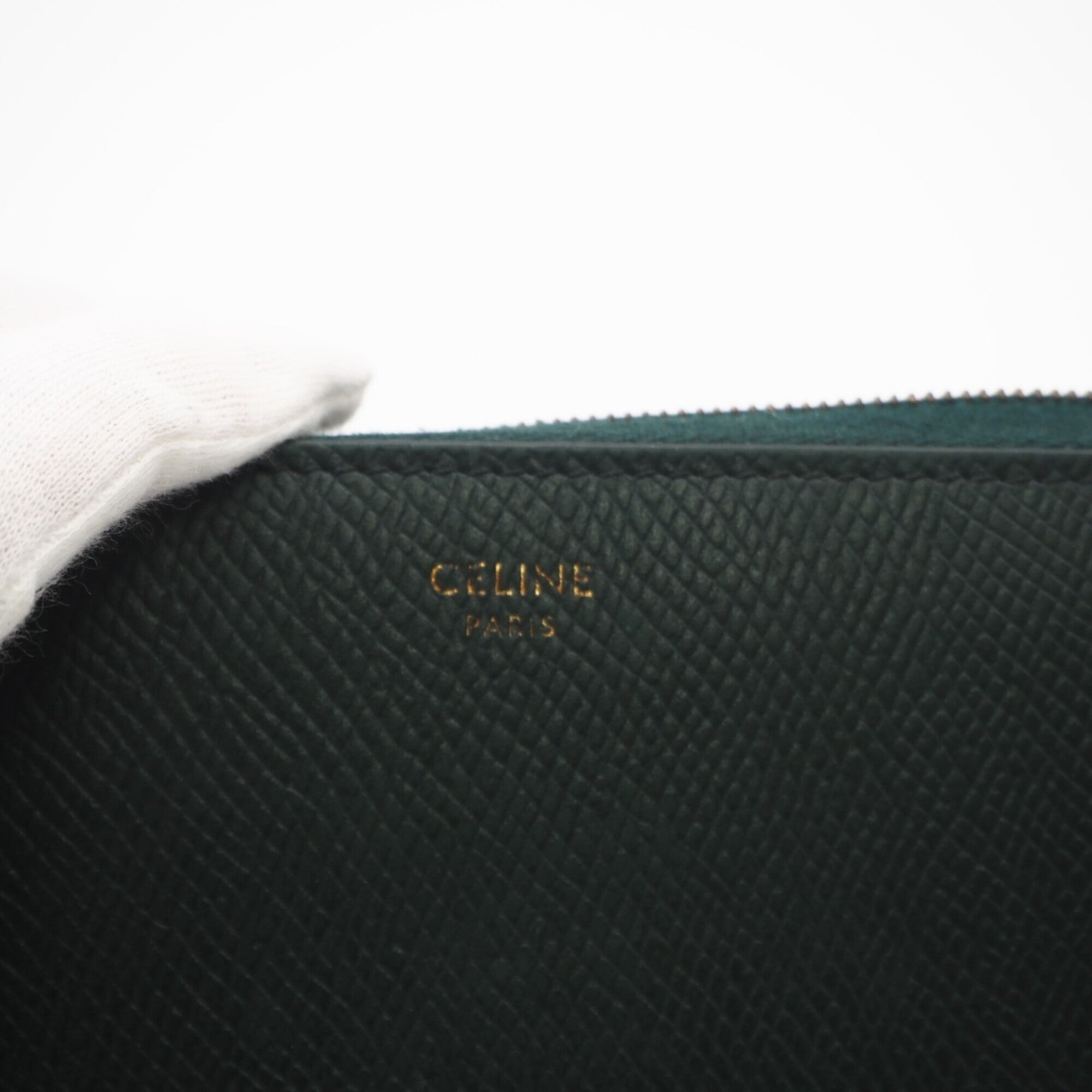 Celine Green Leather Long Wallet (Bi-Fold) (Pre-Owned)