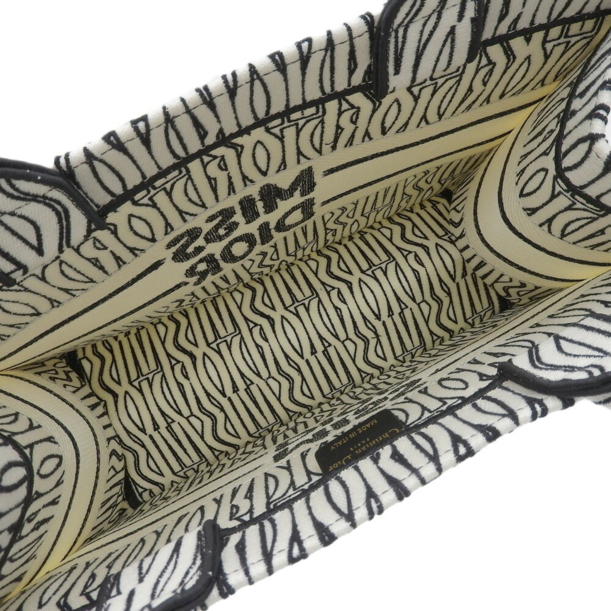 Christian Dior Black White Jacquard Tote Bag (Pre-Owned)