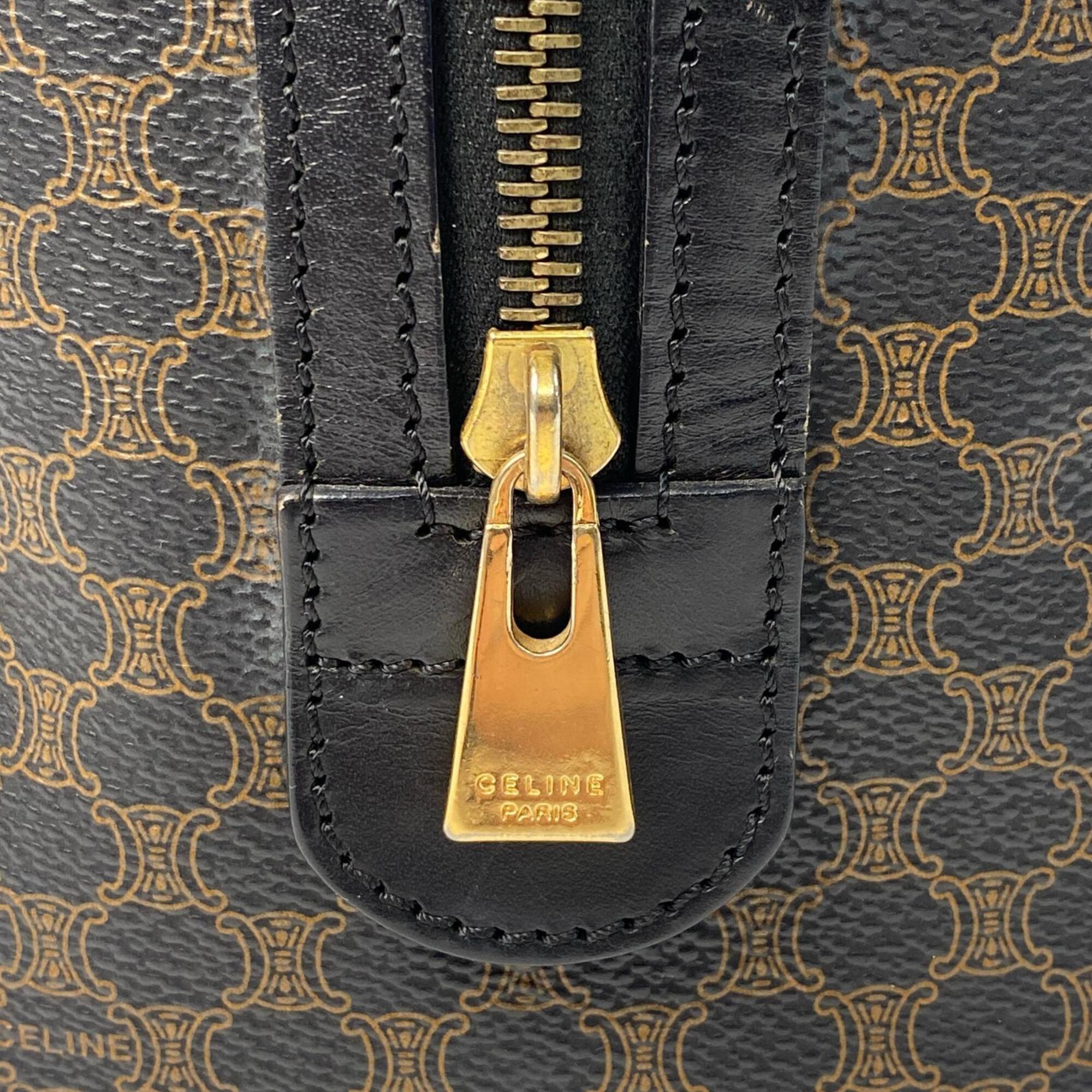 Celine Black Brown Leather Boston Bag (Pre-Owned)