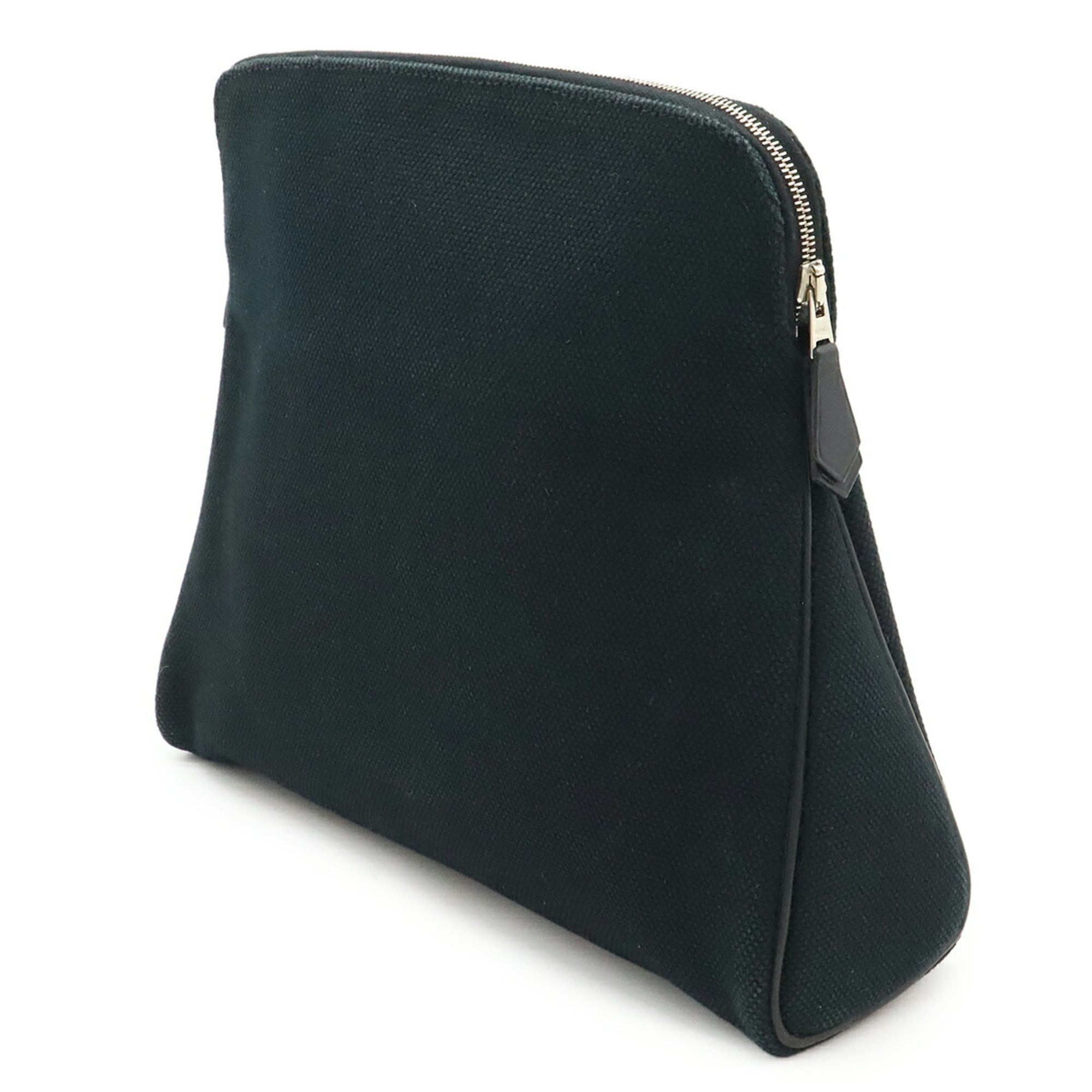 Hermes Black Canvas Leather Pouch (Pre-Owned)