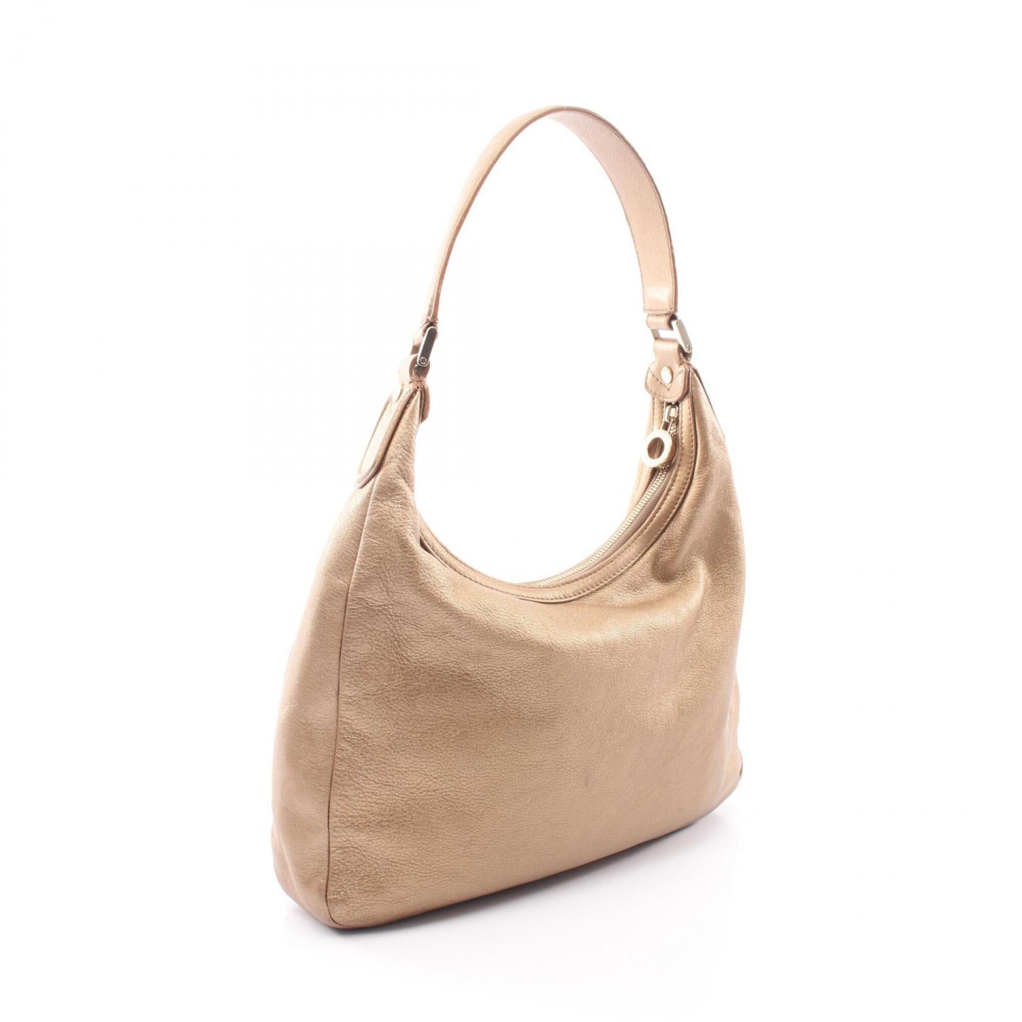 Bvlgari Gold Leather Handbag Shoulder Bag (Pre-Owned)