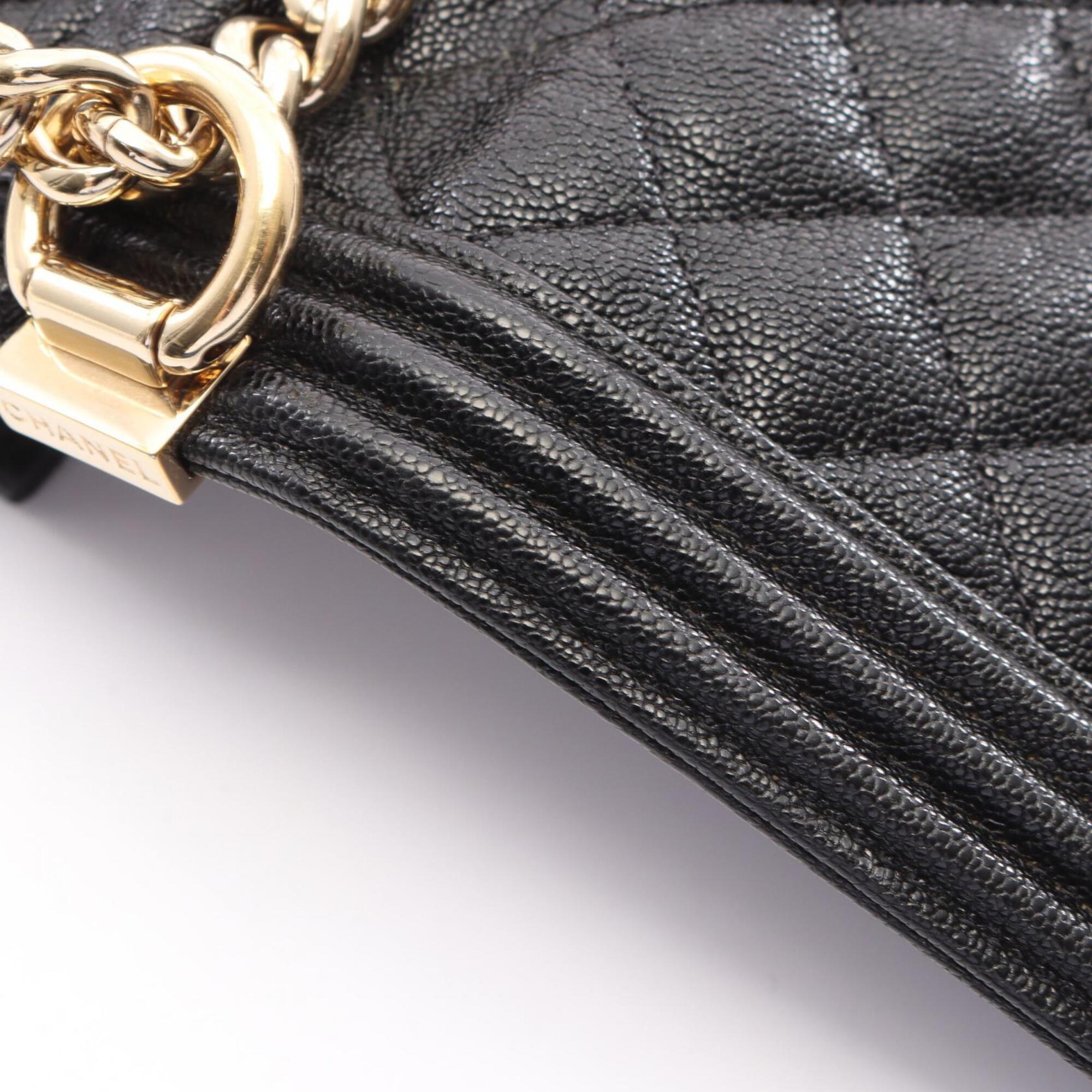 Chanel Black Leather Handbag Shoulder Bag (Pre-Owned)