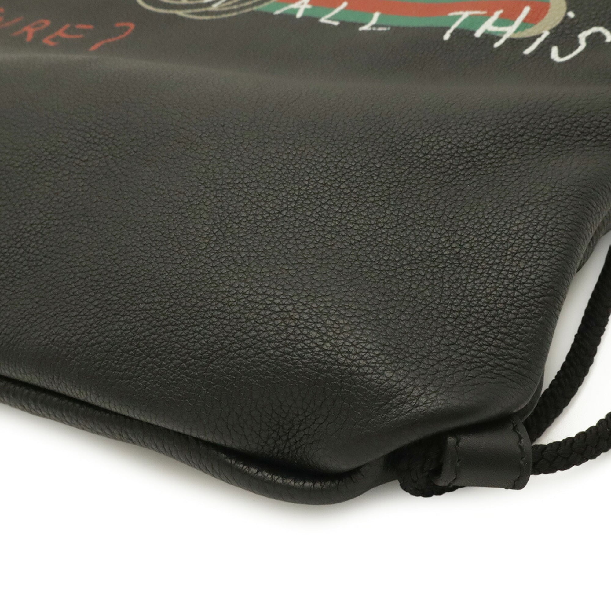 Gucci Black Green Red Color Leather Backpack Tote Bag (Pre-Owned)