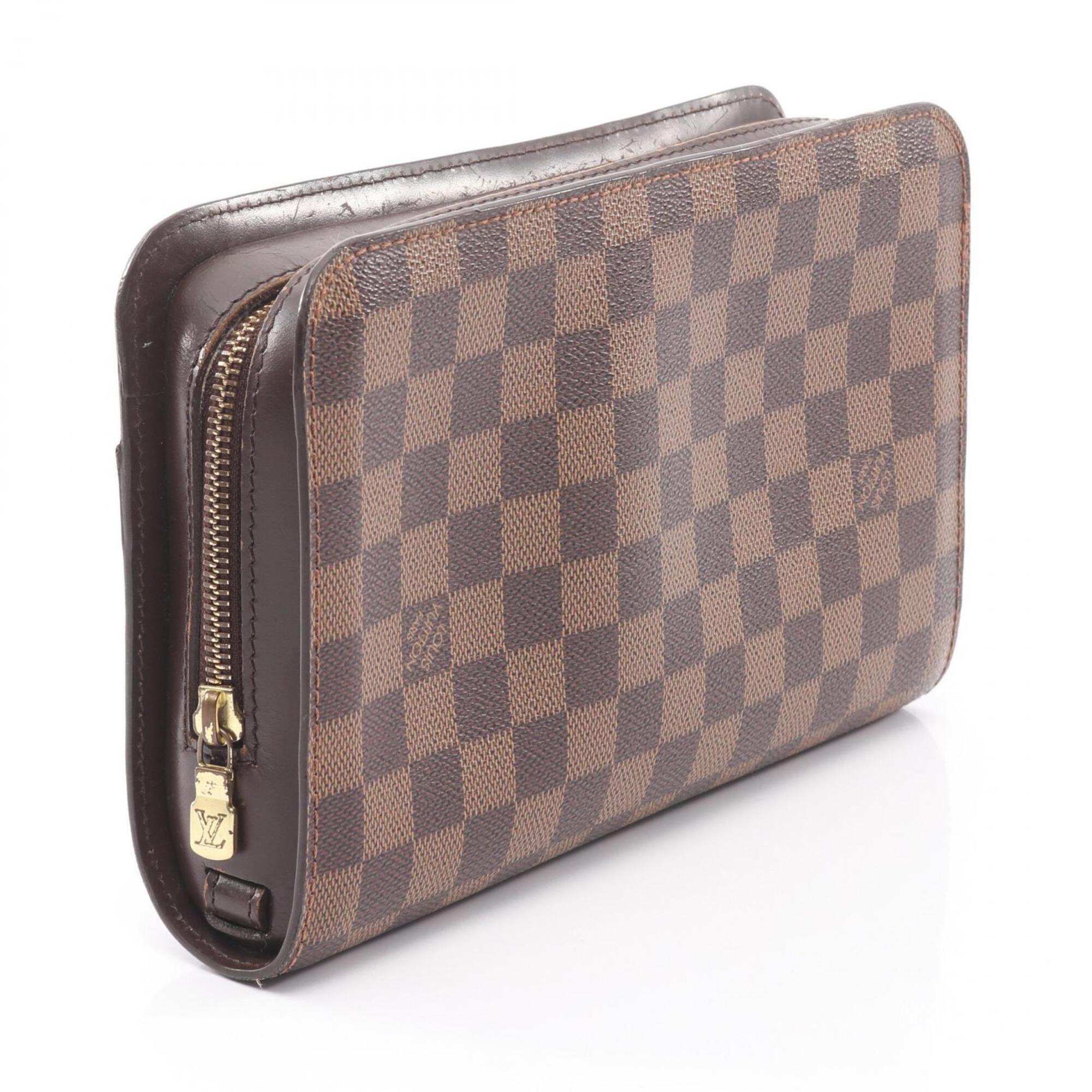 Louis Vuitton Brown Damier Canvas Coated Canvas Leather Clutch Bag (Pre-Owned)